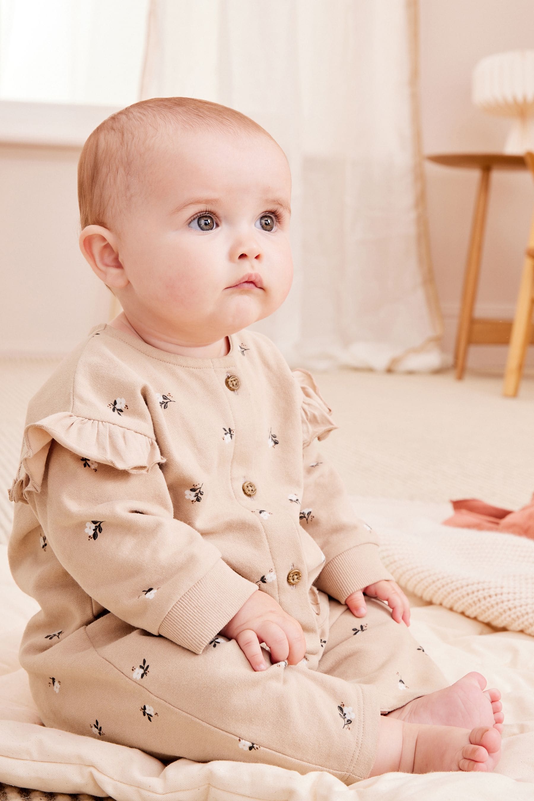 Pink Floral Sweat Baby Romper