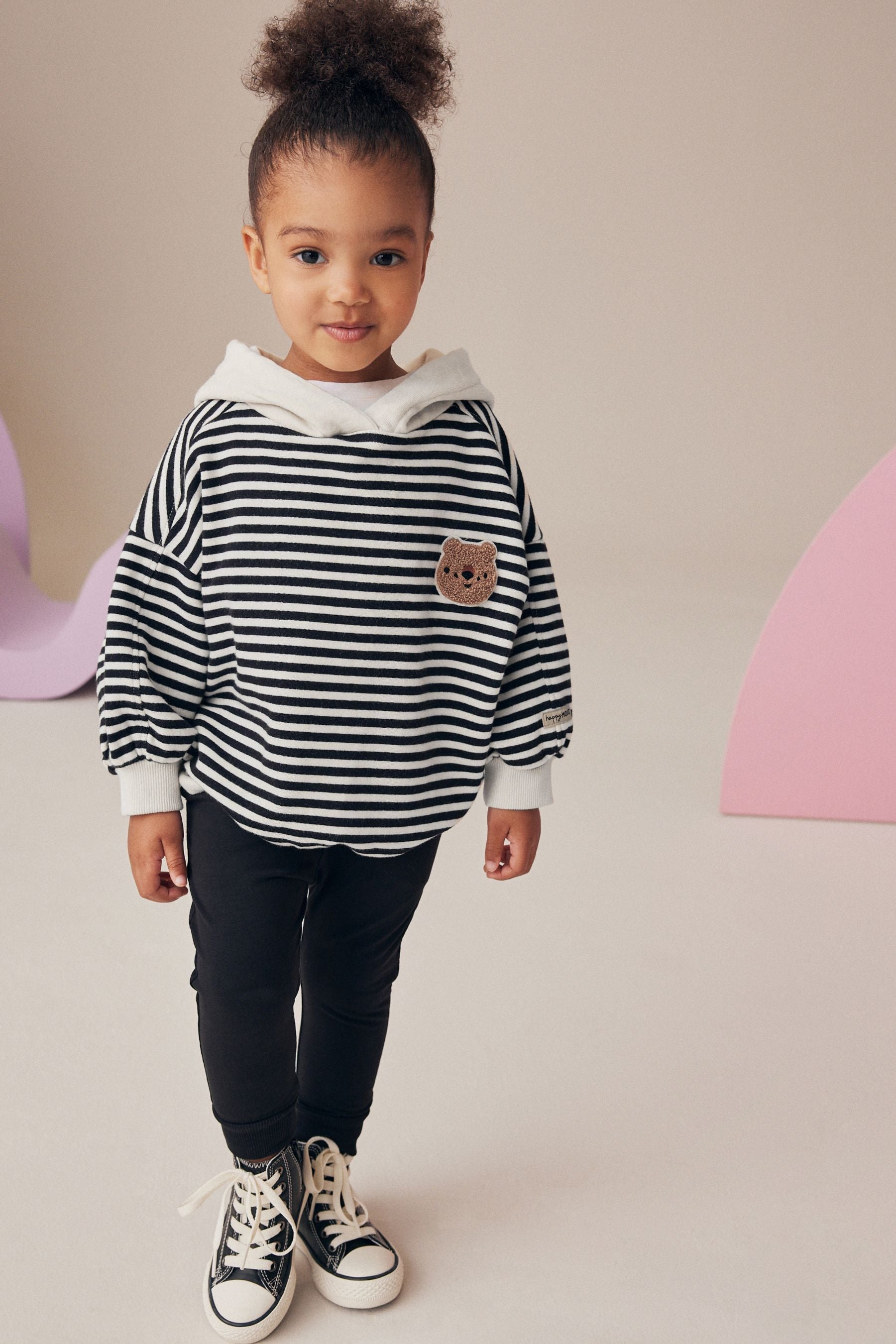 Black Stripe Hooded Sweatshirt & Leggings Set (3mths-7yrs)