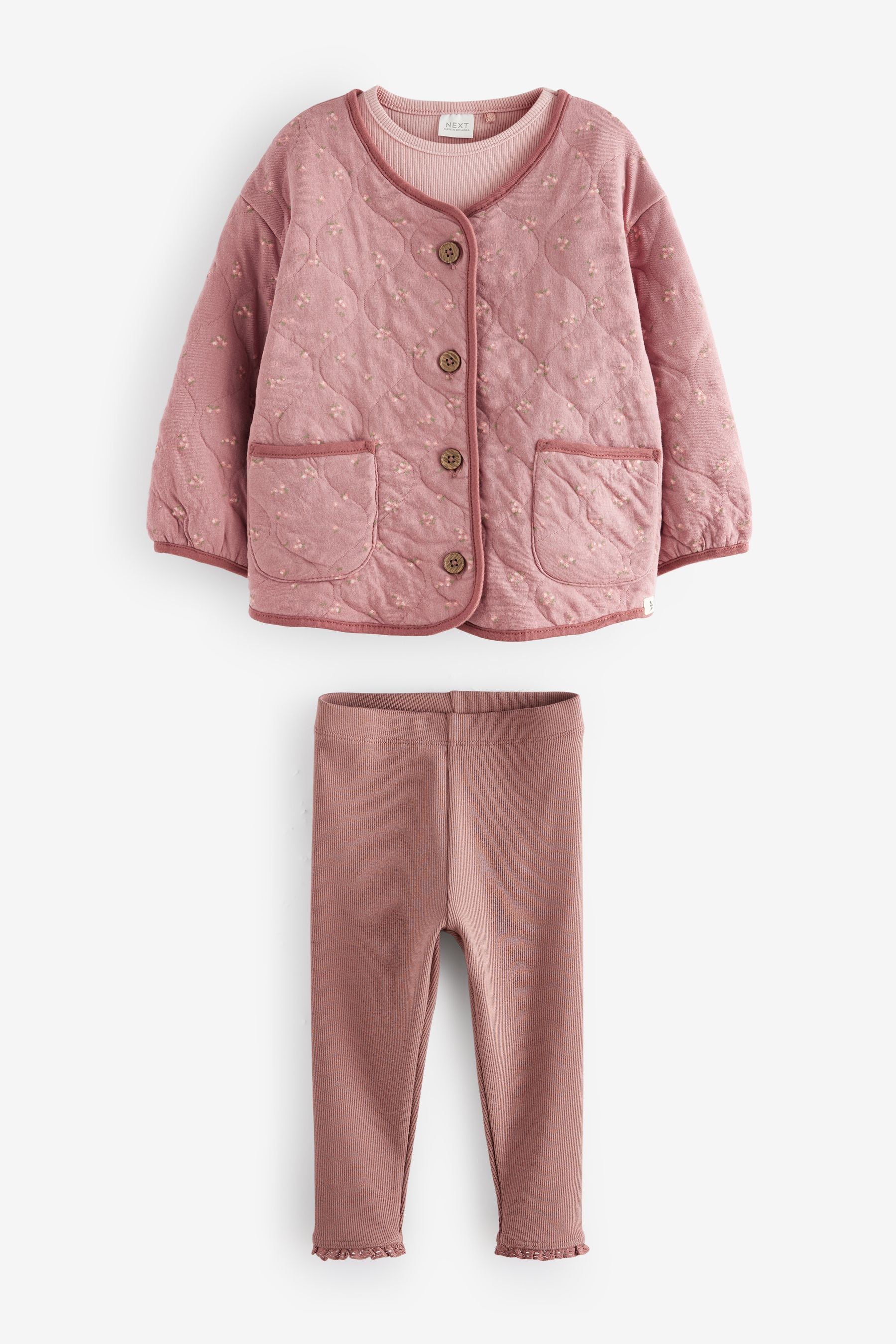 Pink Jacket, Top & Flare Leggings 3 Piece Set (3mths-7yrs)