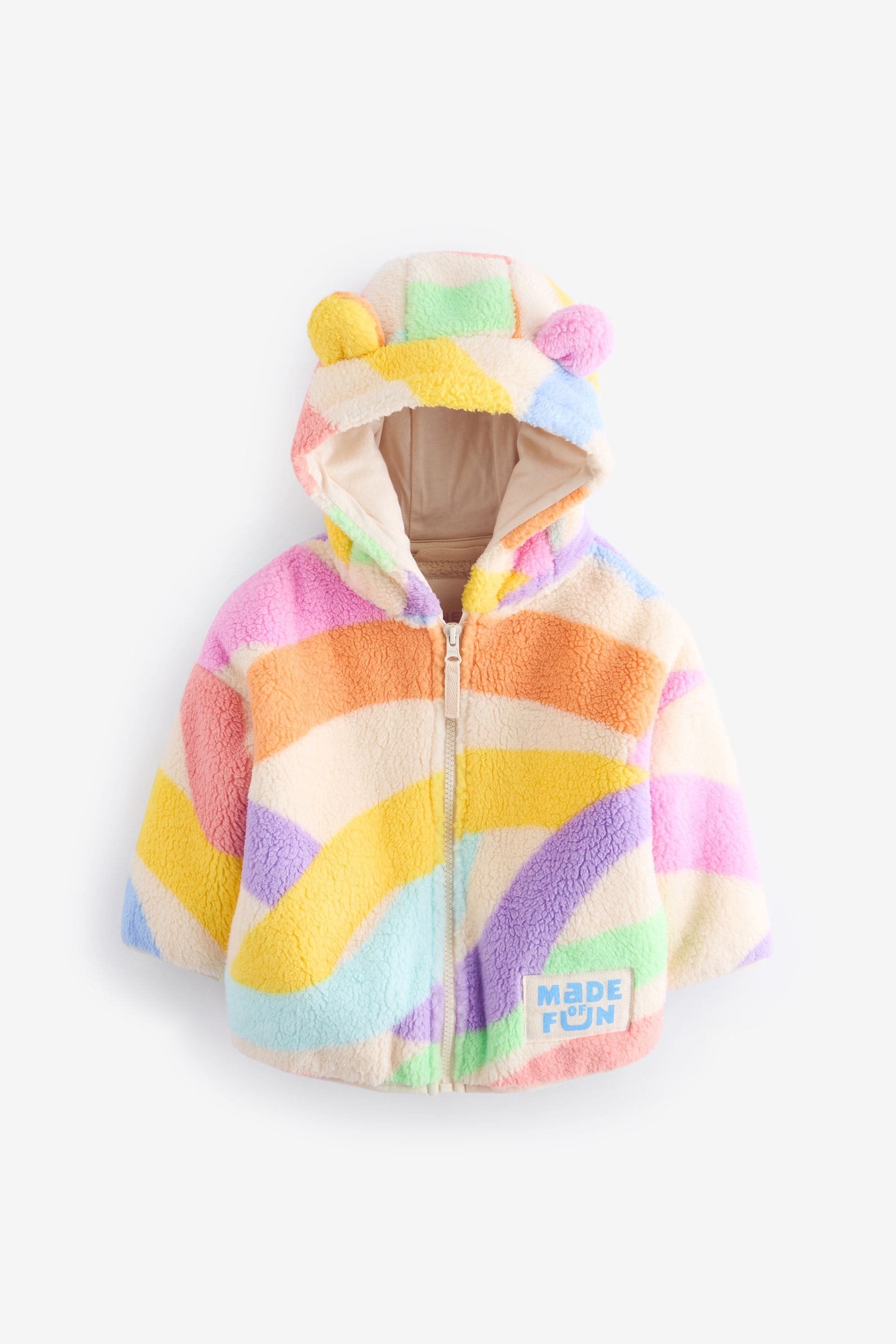 Rainbow Printed Hooded Zip Through Fleece Jacket (3mths-7yrs)