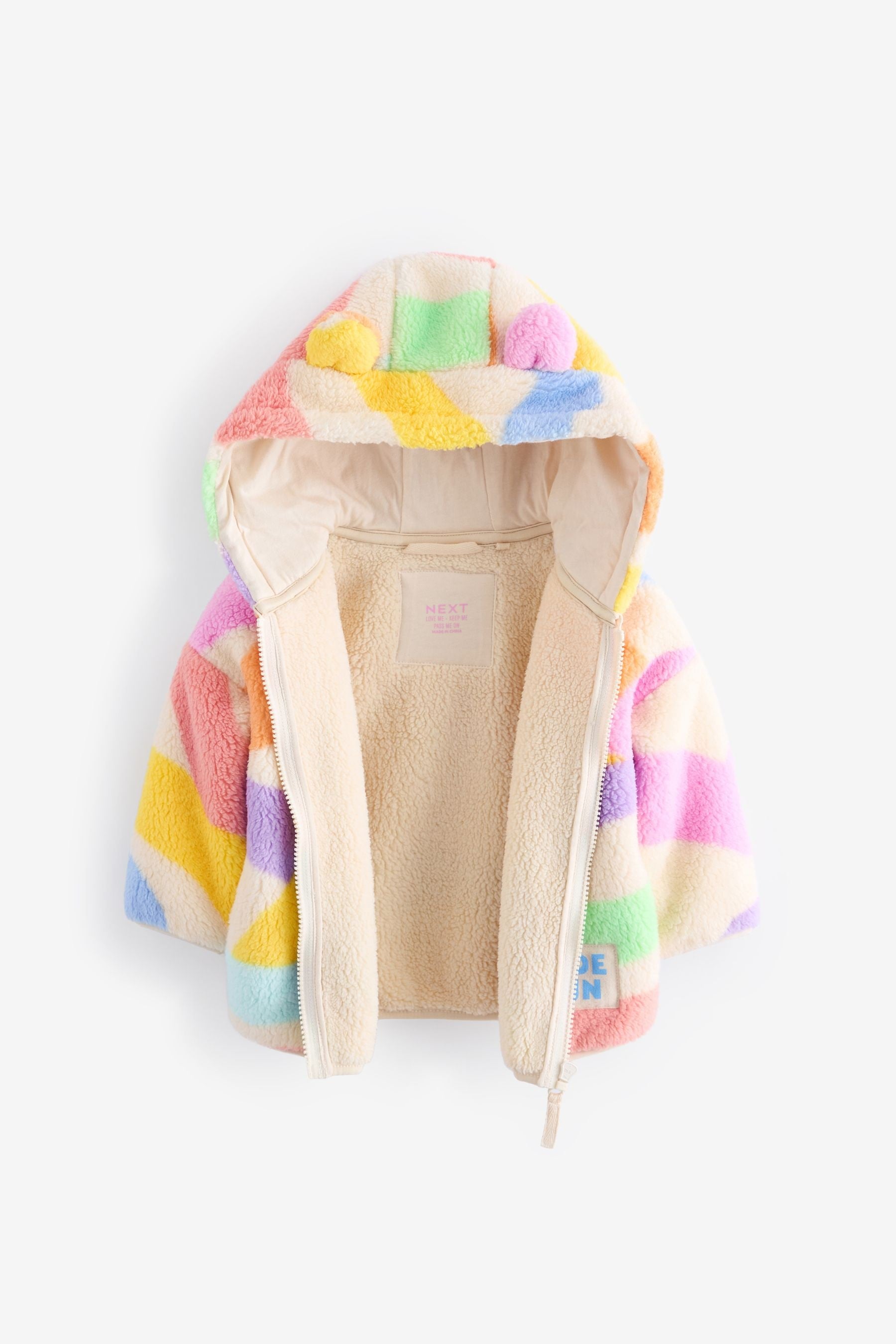 Rainbow Printed Hooded Zip Through Fleece Jacket (3mths-7yrs)