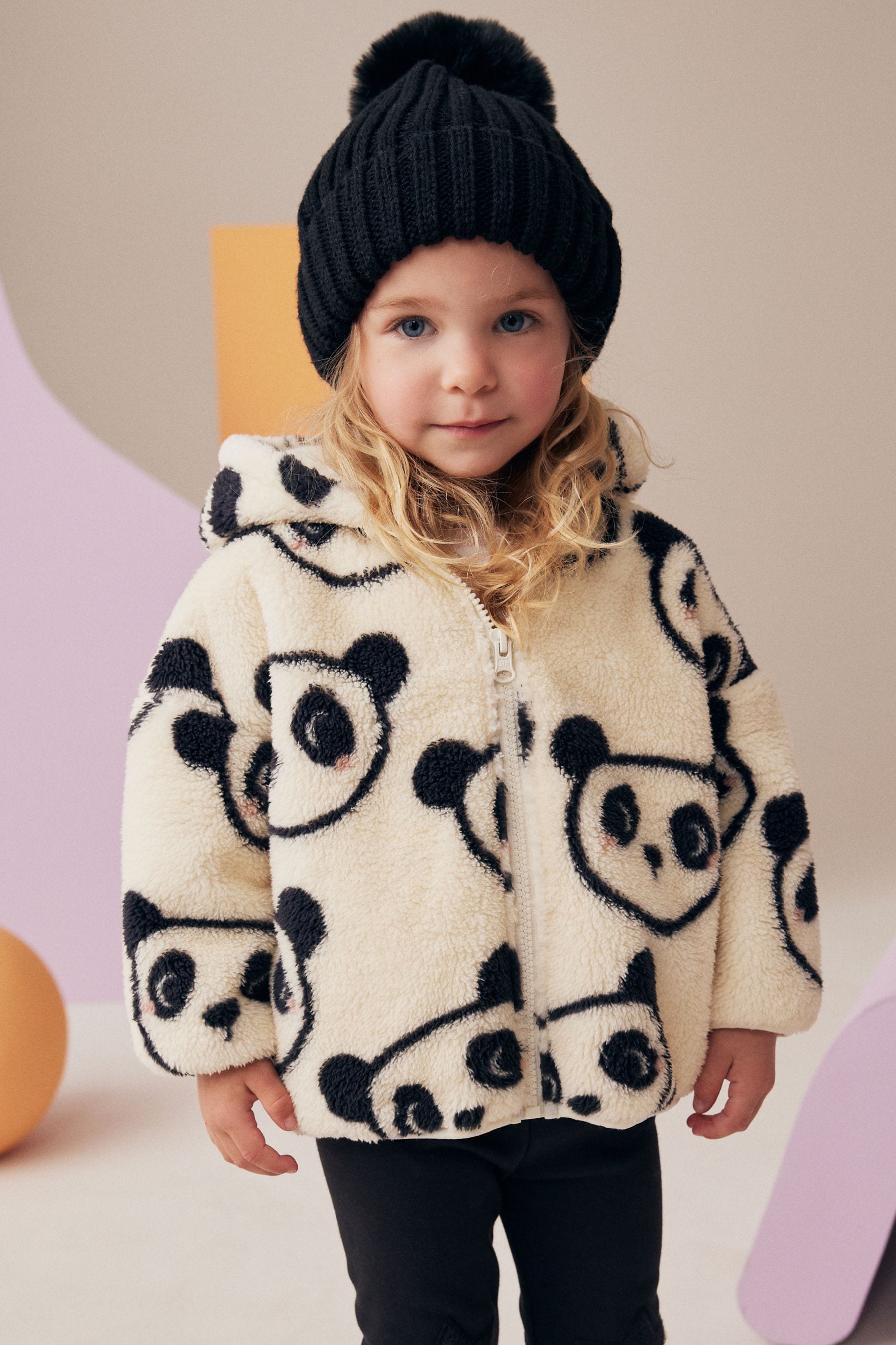 Cream Bear Printed Hooded Zip Through Fleece Jacket (3mths-7yrs)