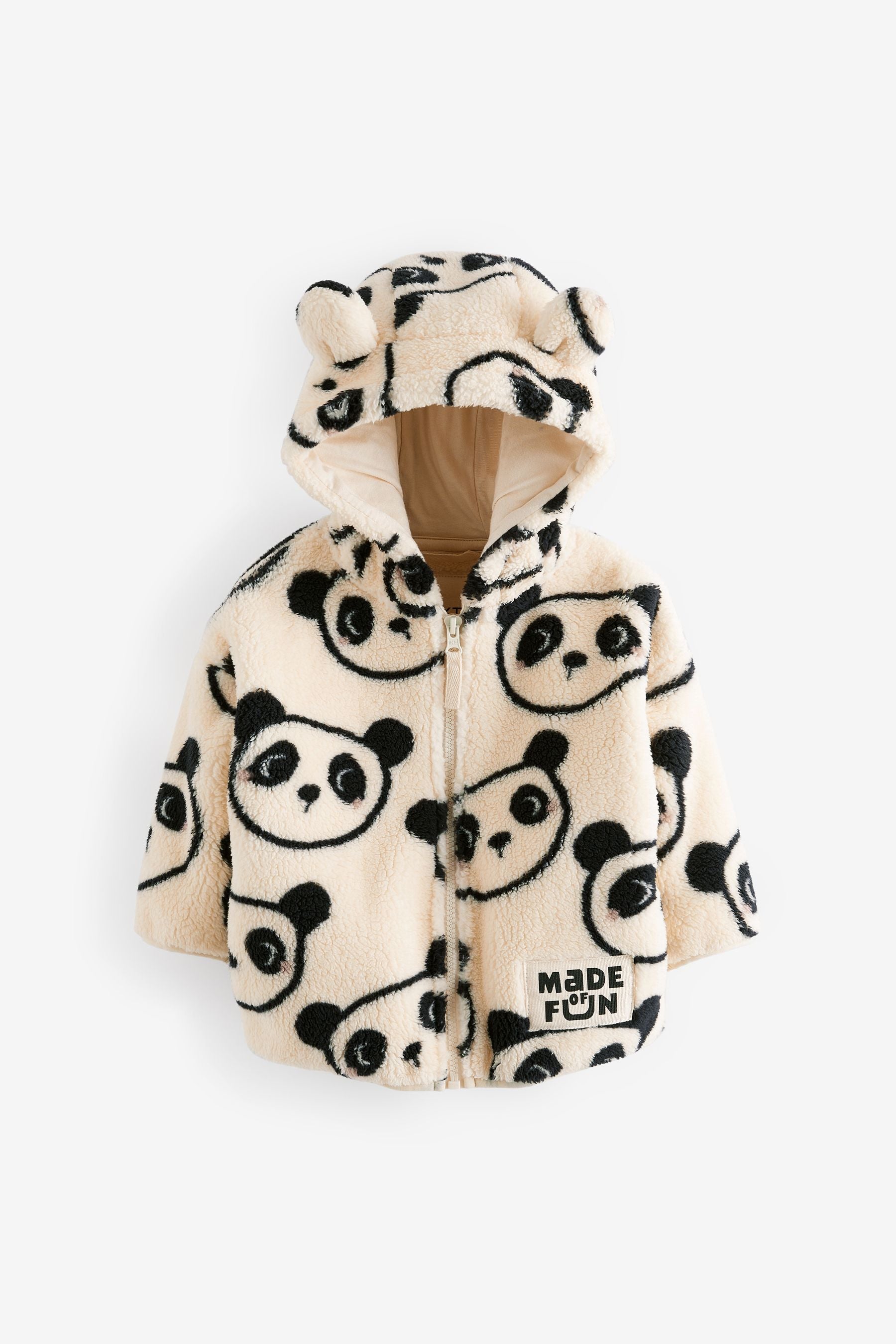 Cream Printed Hooded Zip Through Fleece Jacket (3mths-7yrs)