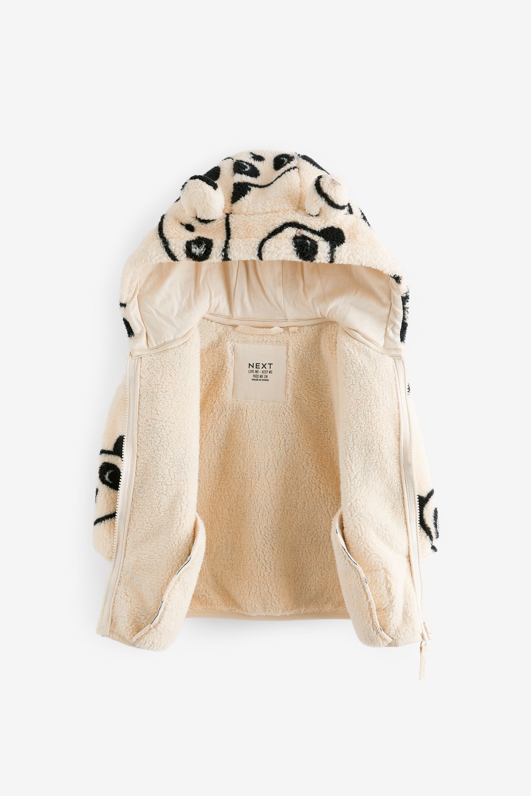 Cream Printed Hooded Zip Through Fleece Jacket (3mths-7yrs)