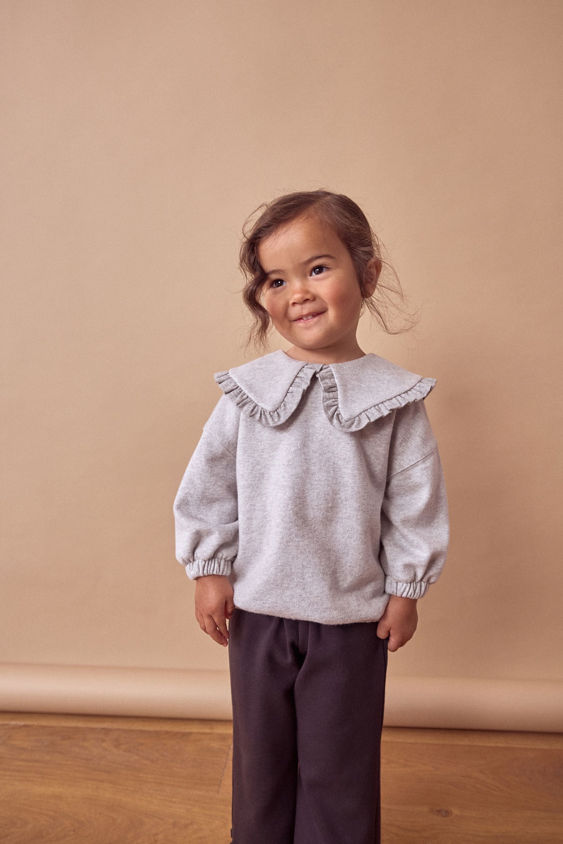 Grey Glitter Collar Sweatshirt (3mths-7yrs)