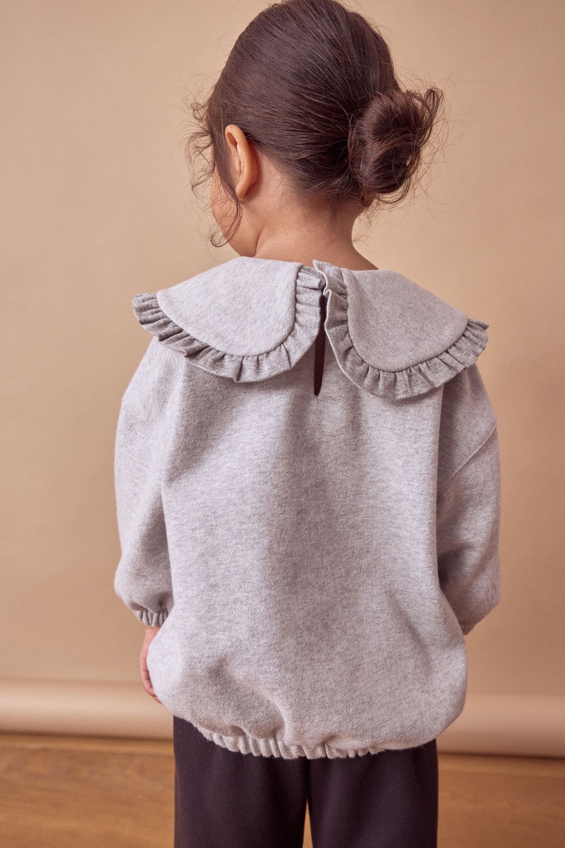 Grey Glitter Collar Sweatshirt (3mths-7yrs)