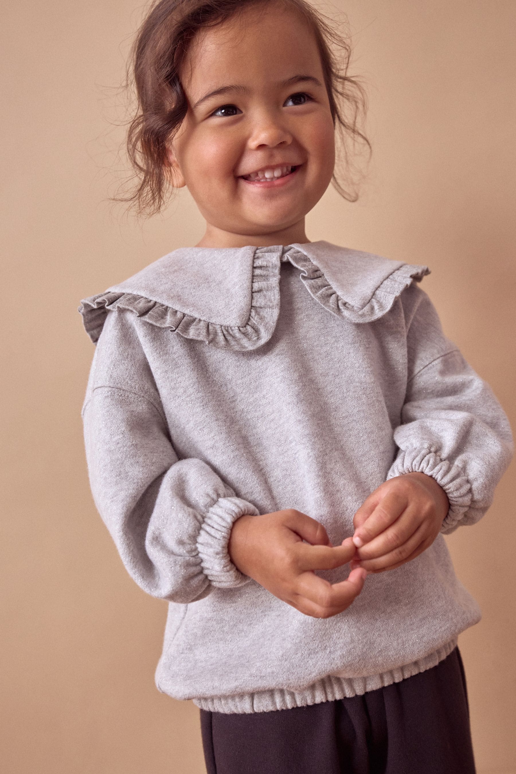 Grey Glitter Collar Sweatshirt (3mths-7yrs)