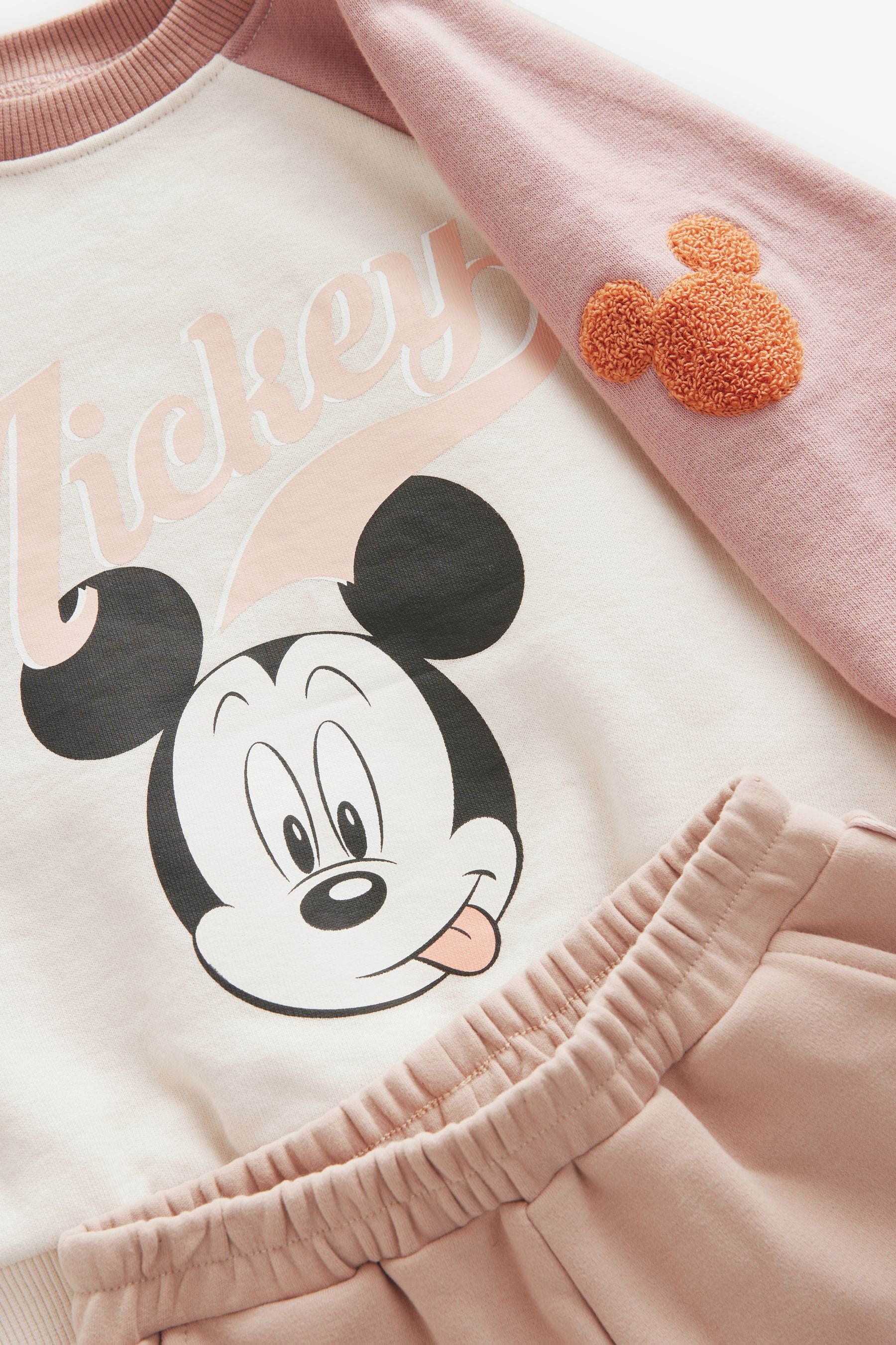 Pink/Cream Mickey Mouse Sweatshirt and Wide Leg Joggers Set (3mths-7yrs)