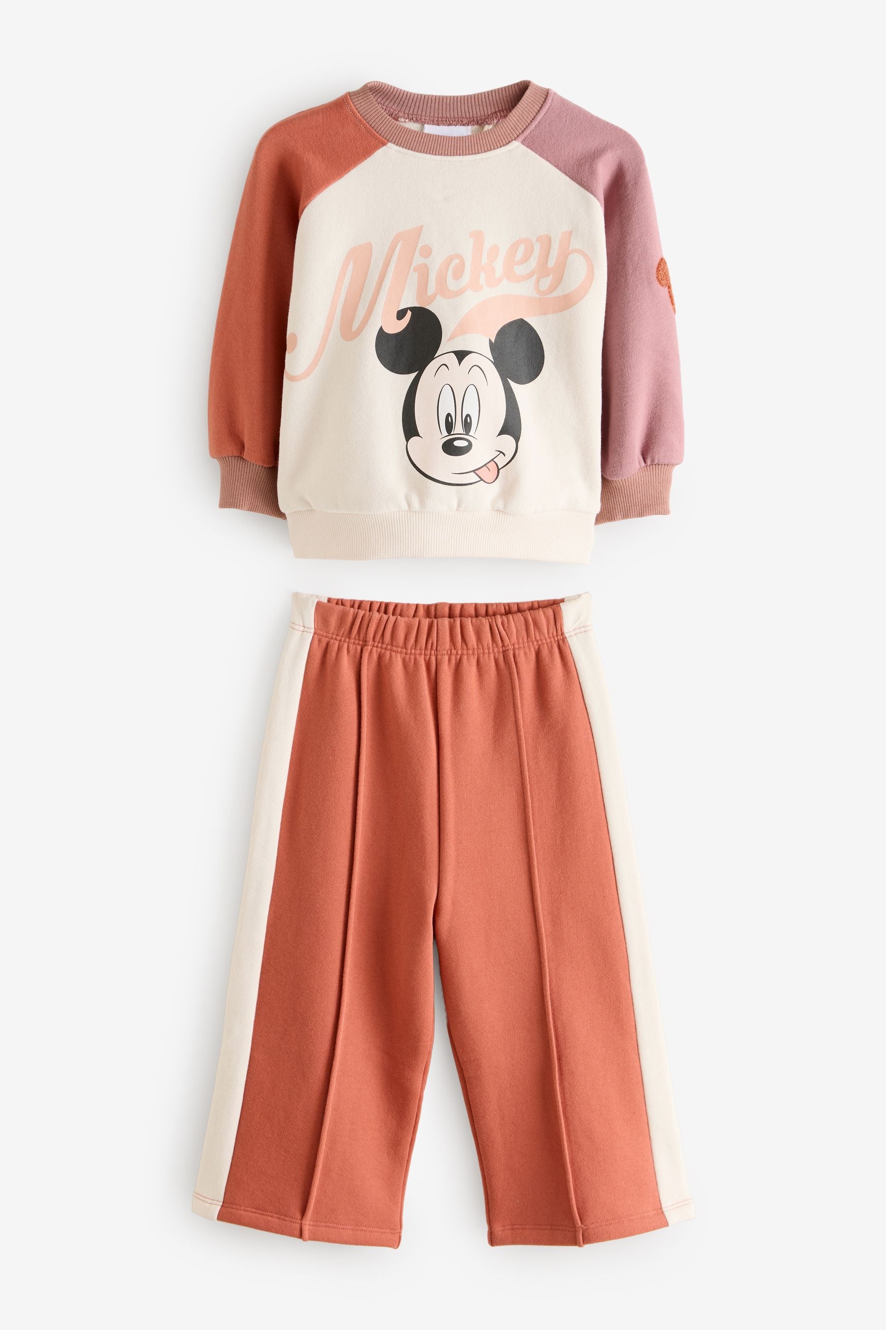 Pink/Cream Mickey Mouse Sweatshirt and Wide Leg Joggers Set (3mths-7yrs)