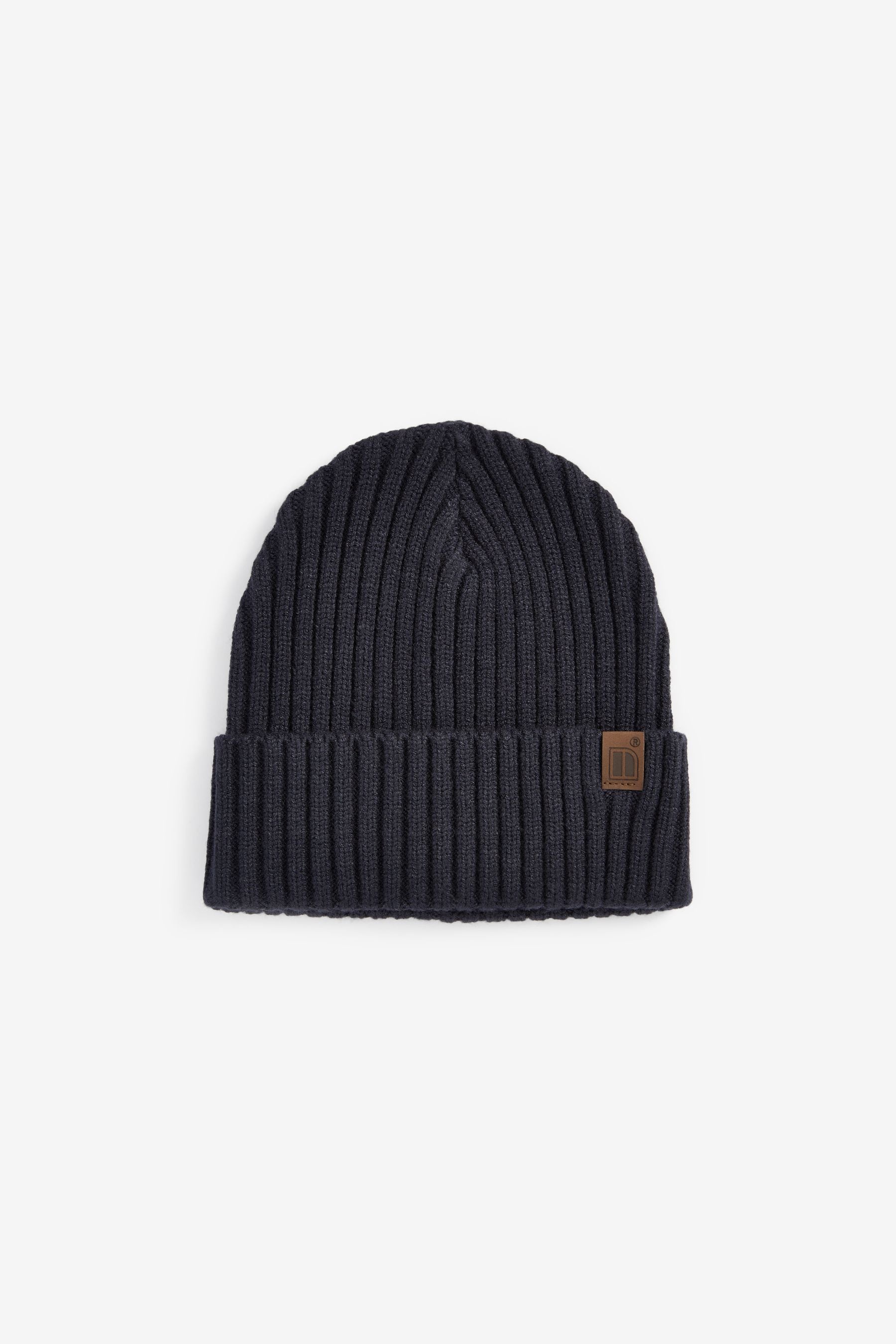 Navy Blue Knitted Rib Beanie Hat (1-16yrs)