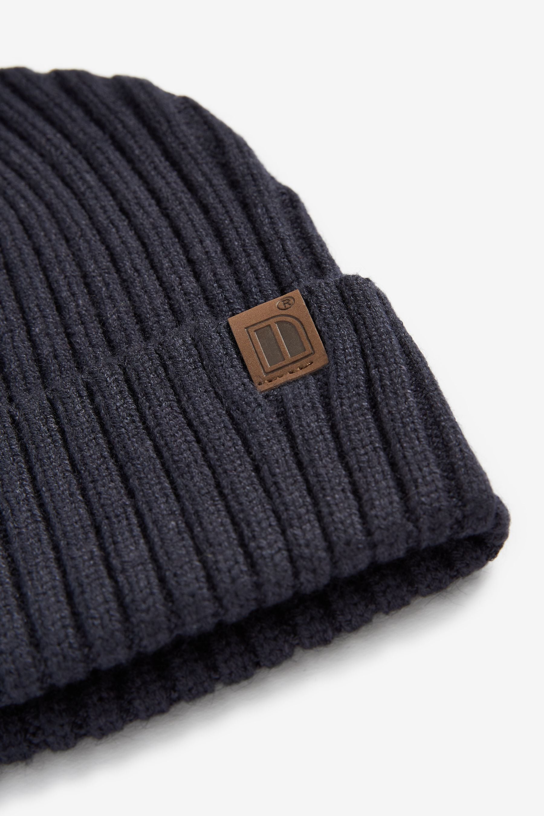 Navy Blue Knitted Rib Beanie Hat (1-16yrs)