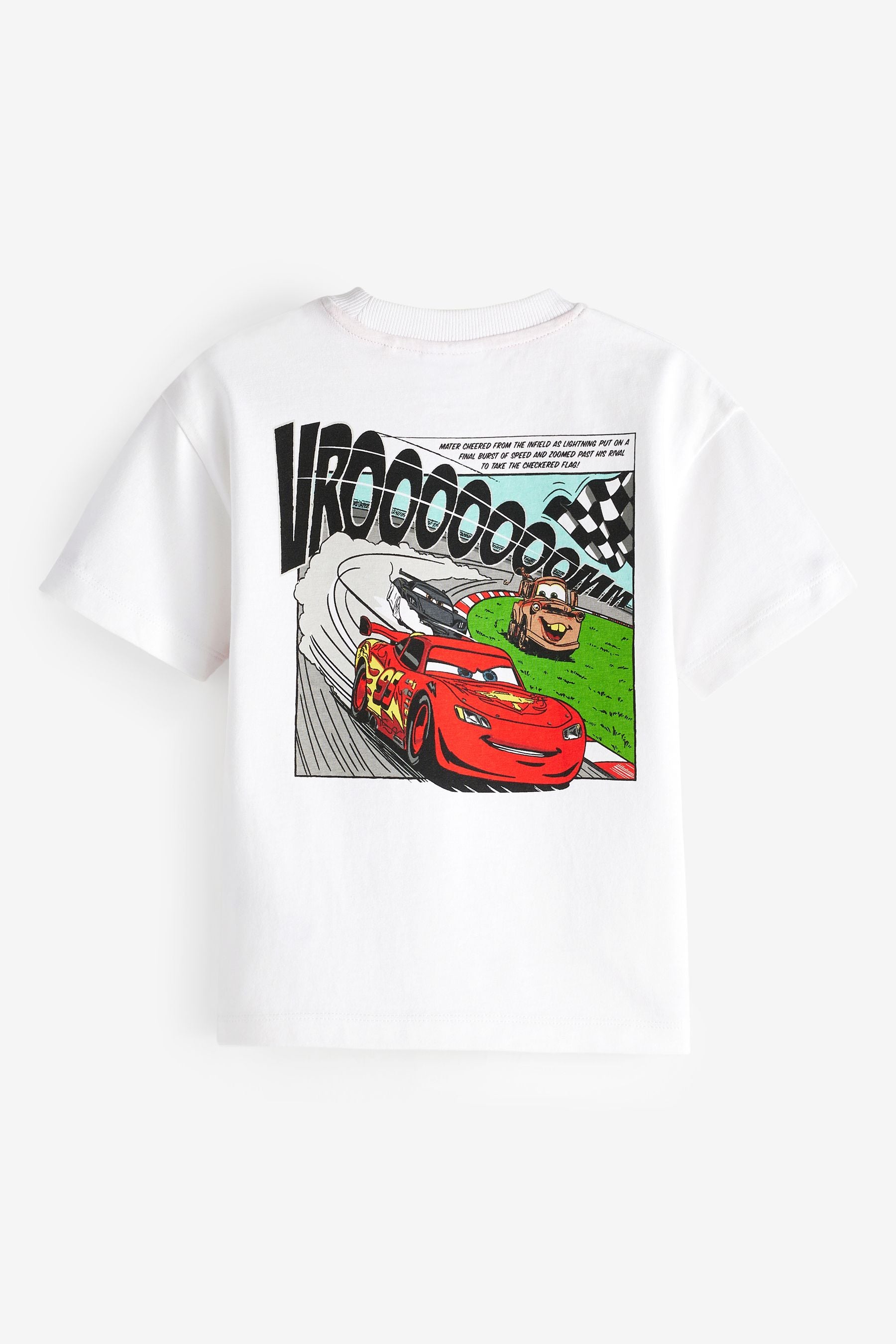 White Short Sleeve Cars 100% Cotton T-Shirt (9mths-8yrs)