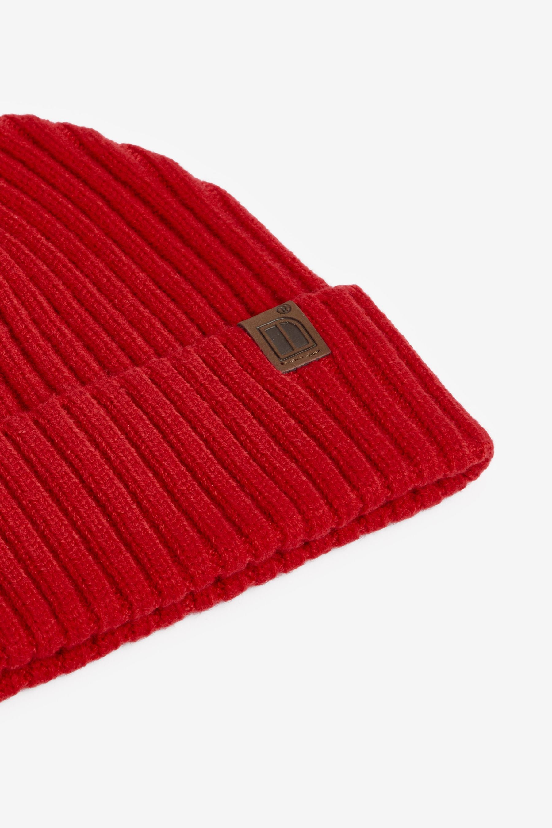 Red Knitted Rib Beanie Hat (1-16yrs)