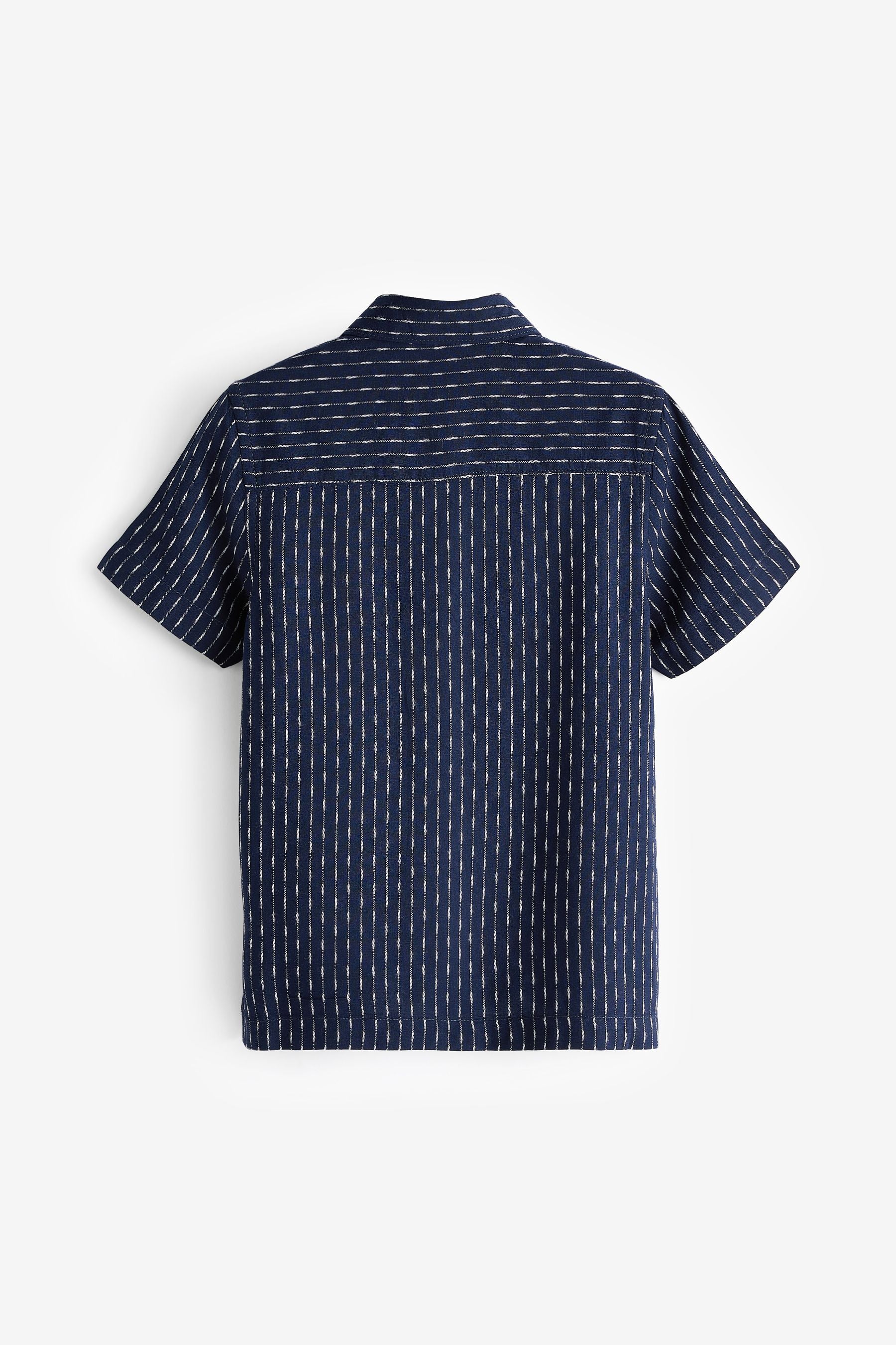 Navy Short Sleeves Textured Shirt (3-16yrs)