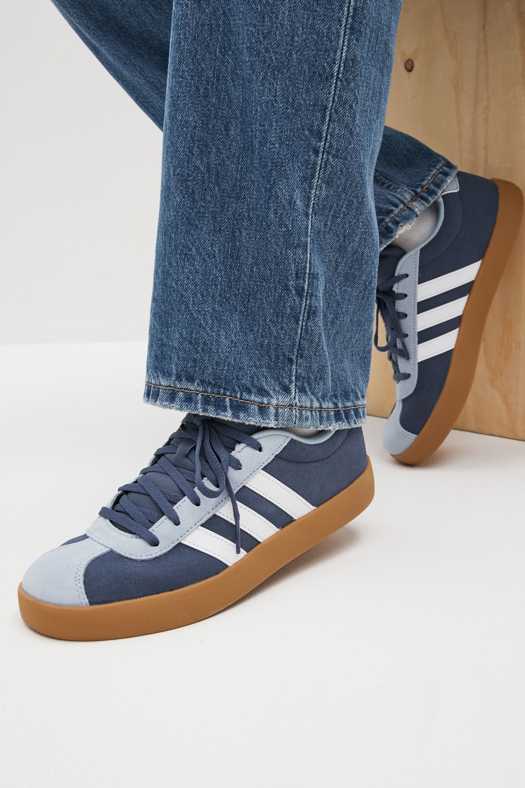 Blue/Brown adidas Junior Sportswear VL Court Trainers