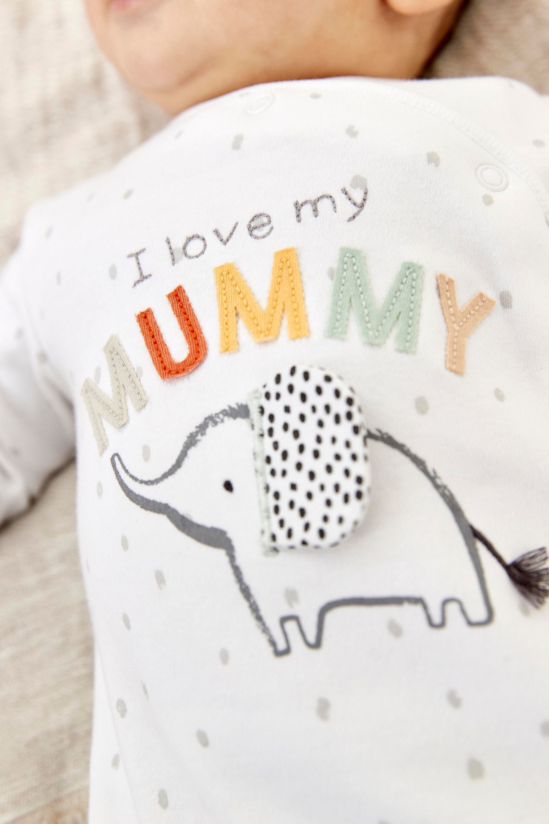 Mummy Elephant Single Baby Sleepsuit (0-18mths)