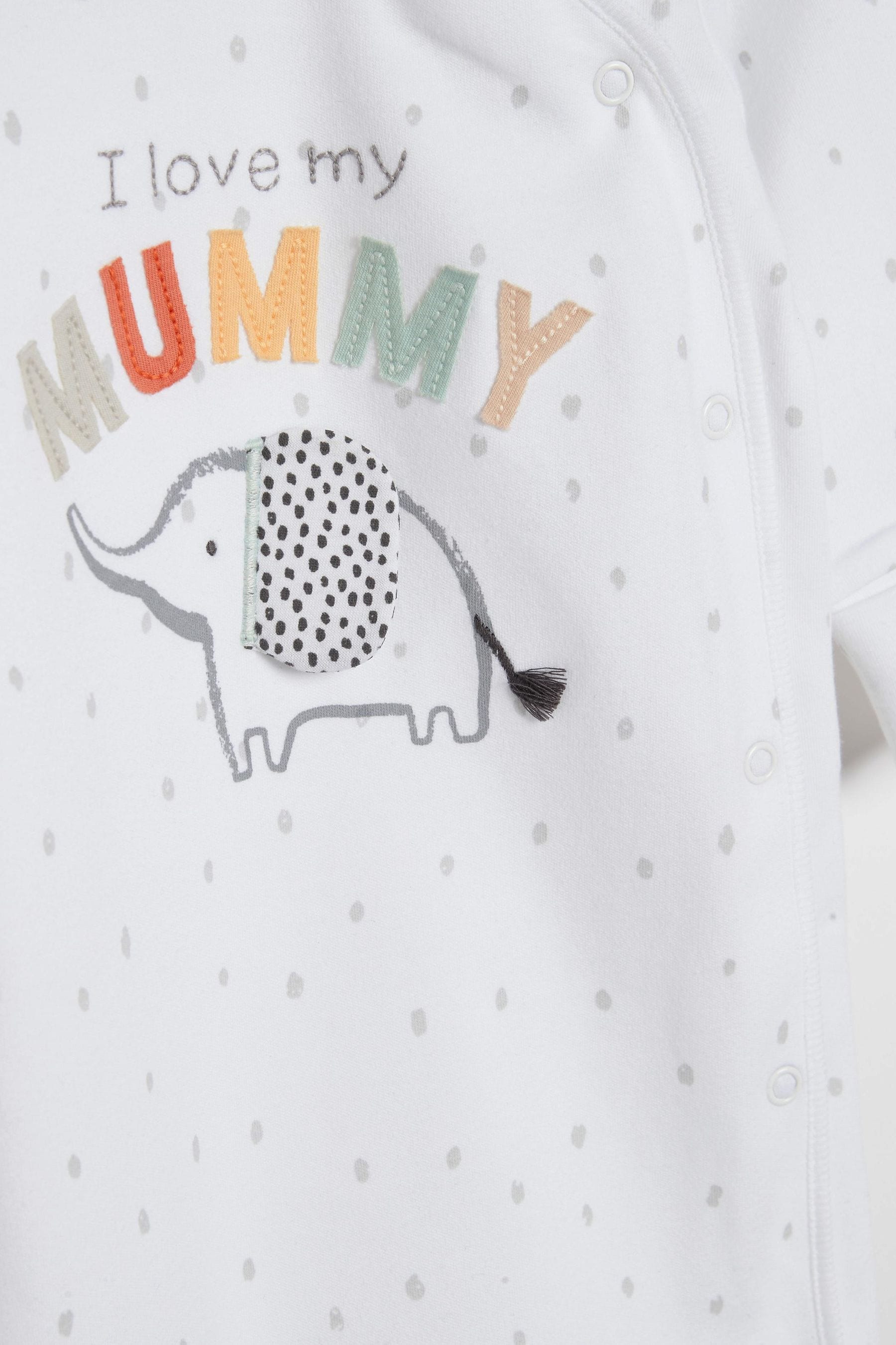 Mummy Elephant Single Baby Sleepsuit (0-18mths)