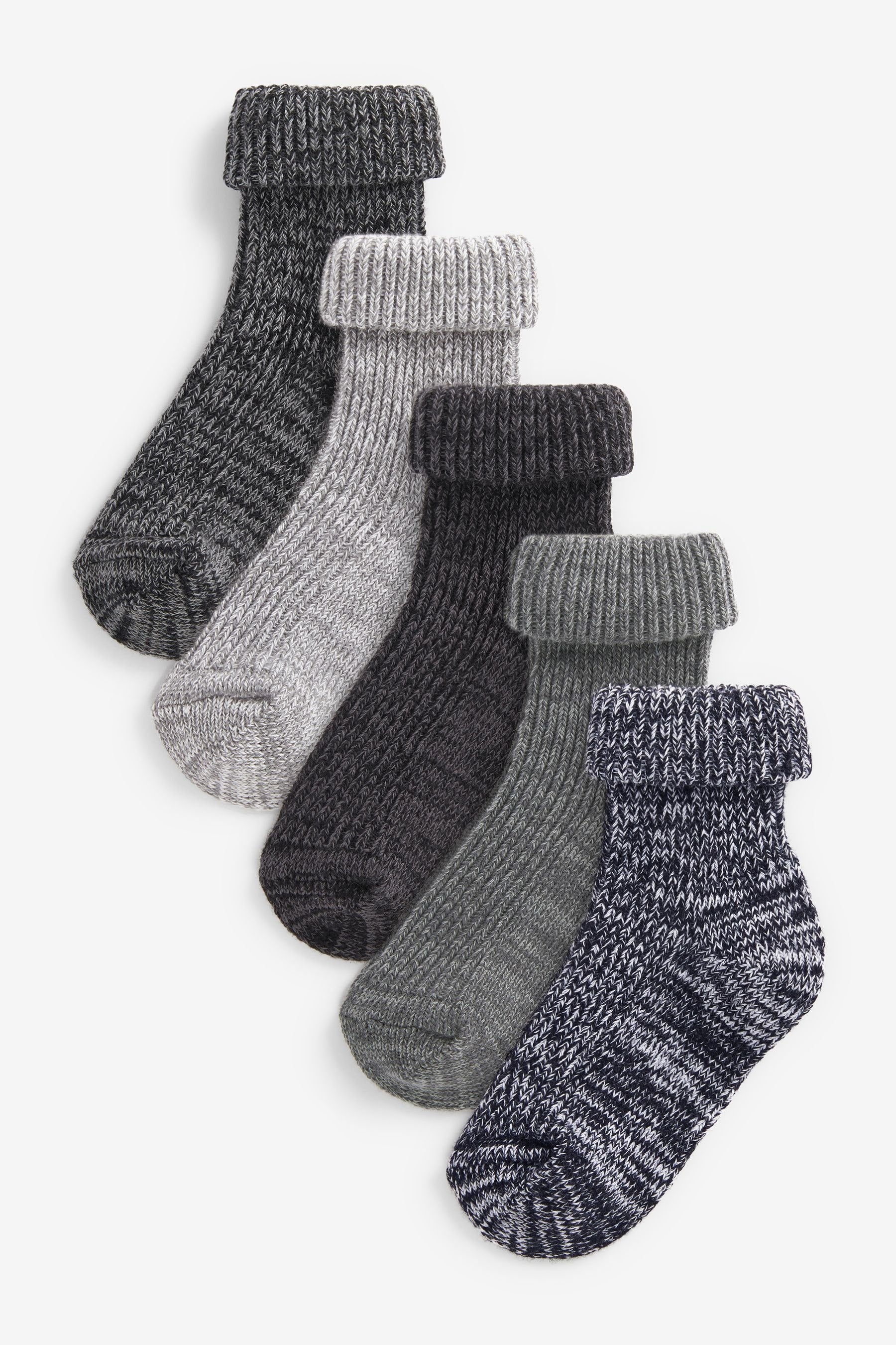 Monochrome Roll Top Socks 5 Pack