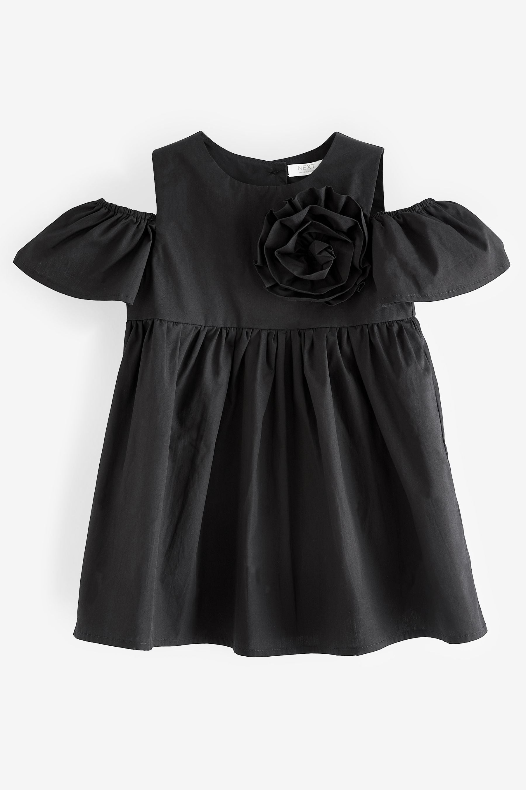 Black Corsage Cold-Shoulder Dress (3mths-8yrs)