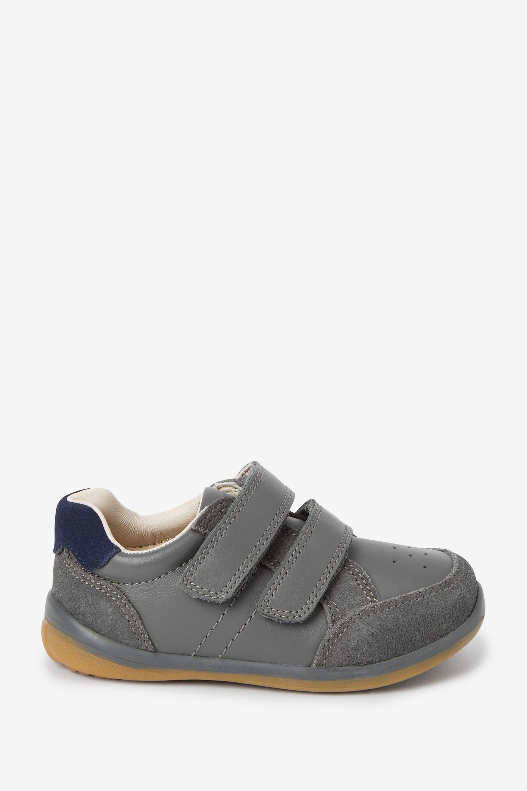 Grey Touch Fastening Leather First Walker Baby Shoes