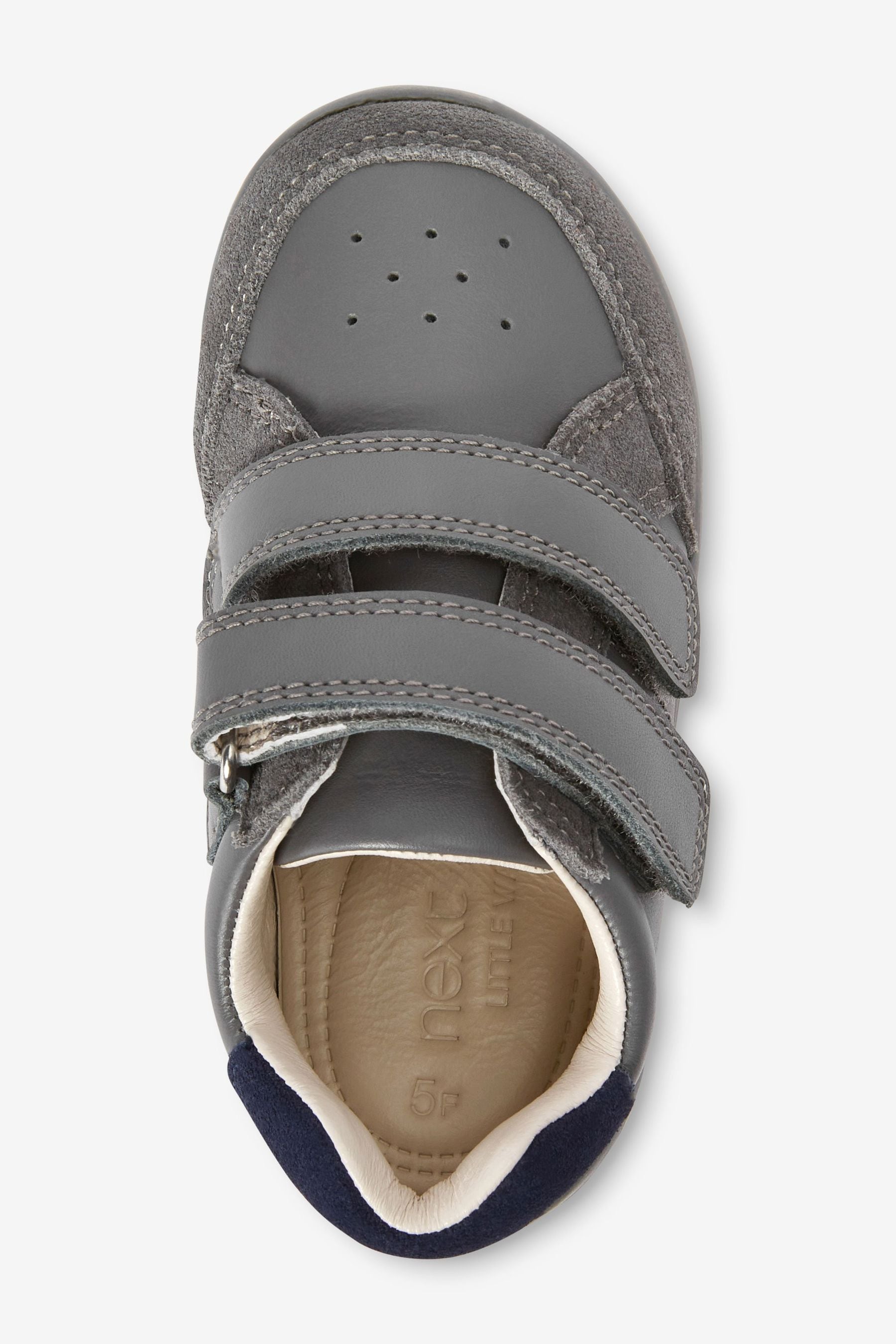 Grey Touch Fastening Leather First Walker Baby Shoes