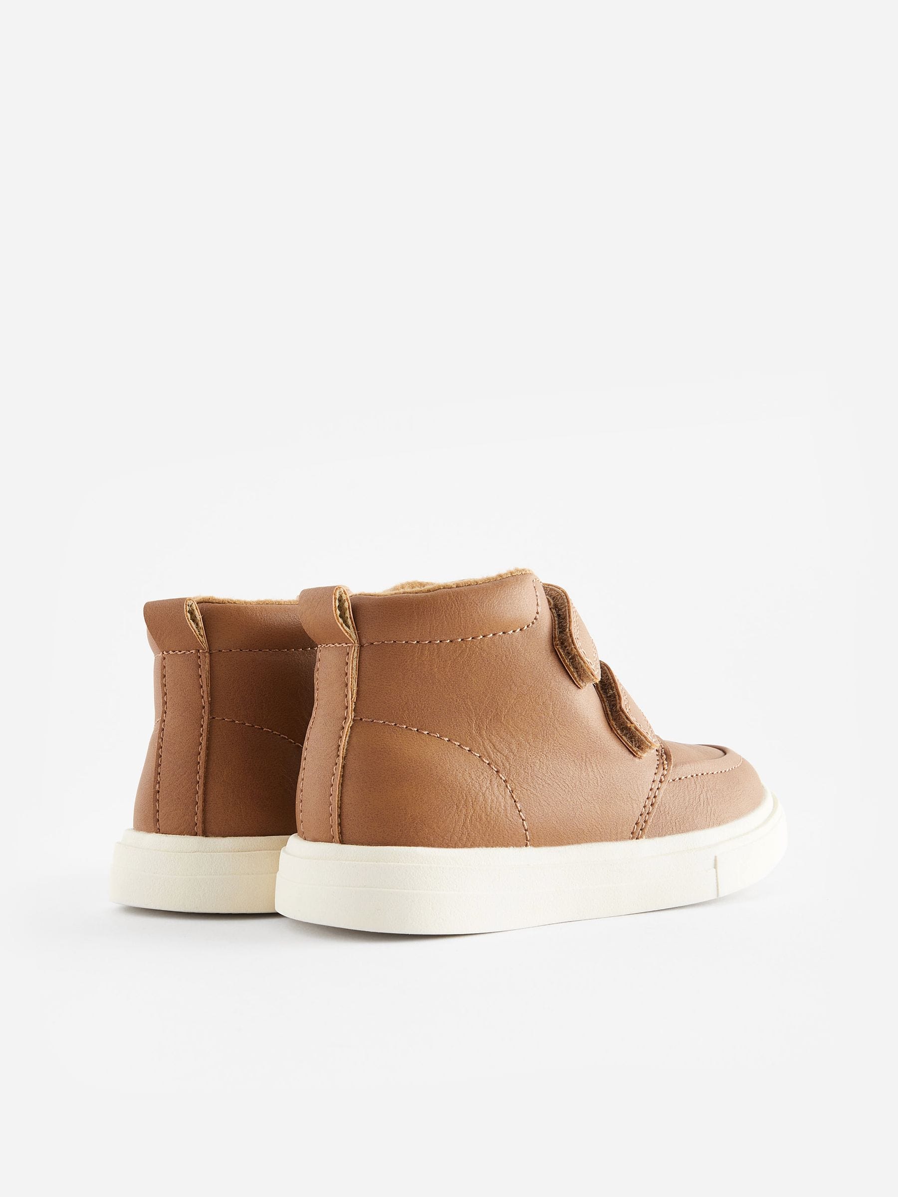 Tan Brown/White Warm Lined Touch Fastening Boots