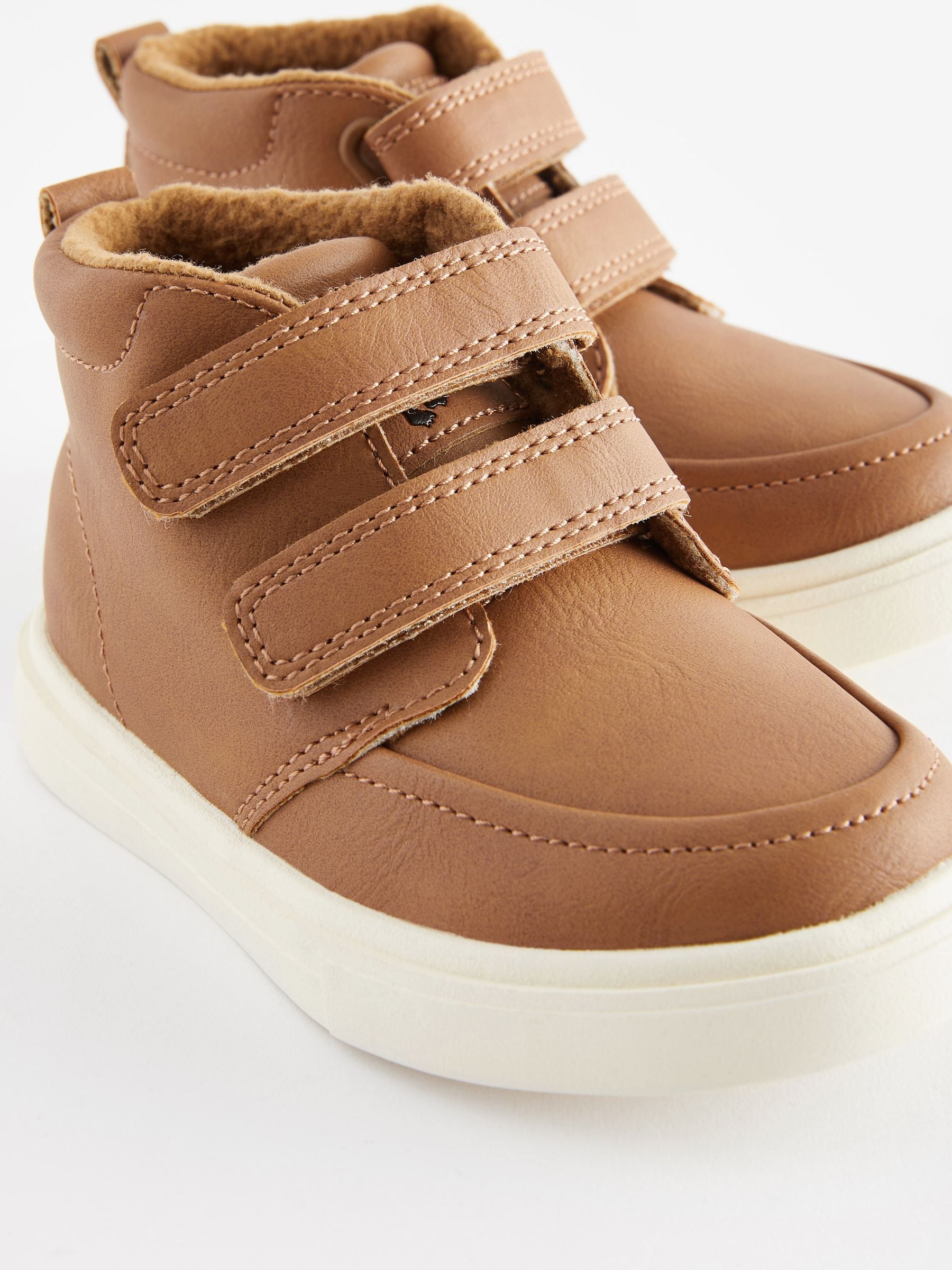 Tan Brown/White Warm Lined Touch Fastening Boots