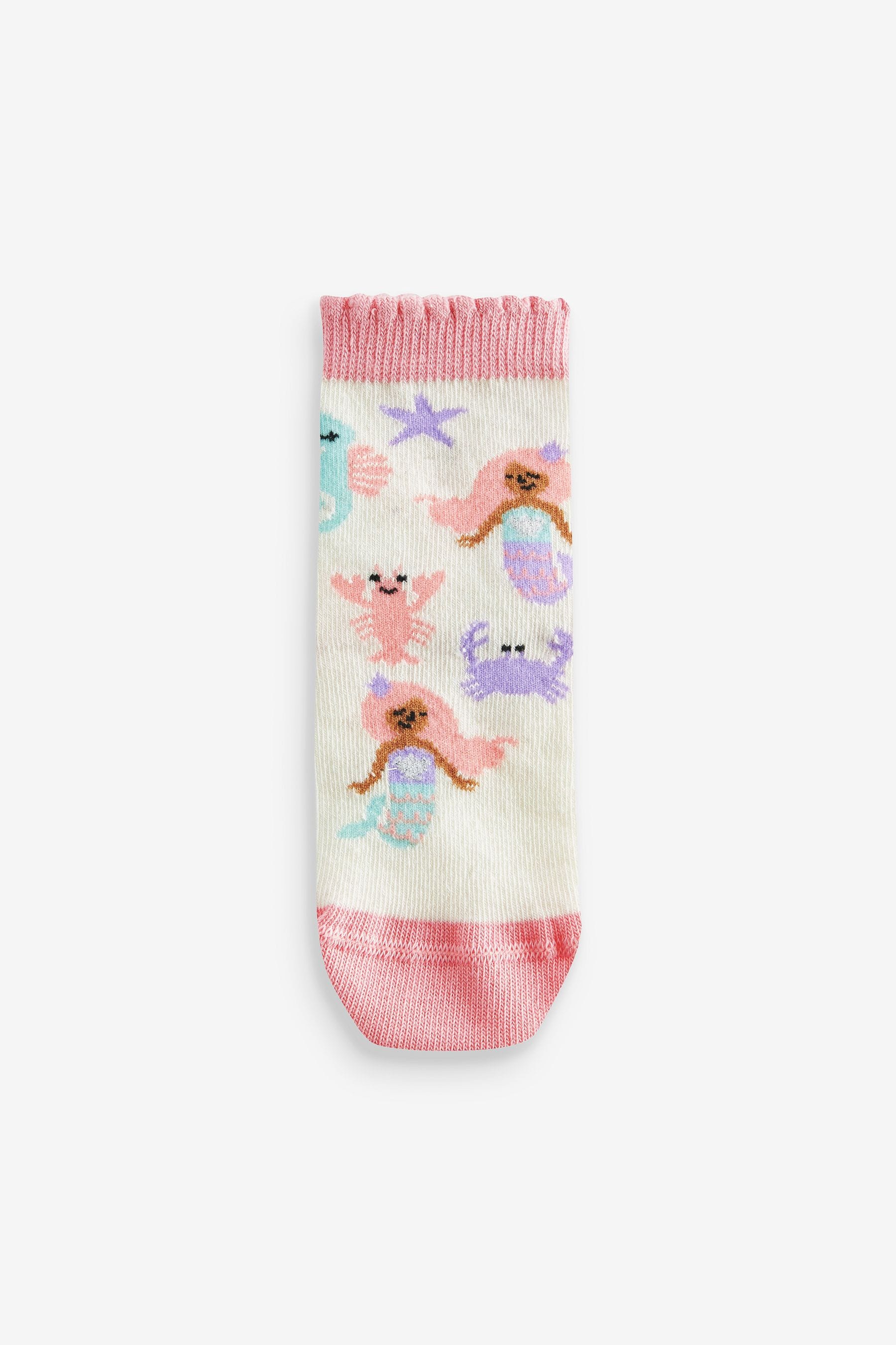 Pink/Grey 3 Pack Cotton Rich Mermaid Character Ankle Socks