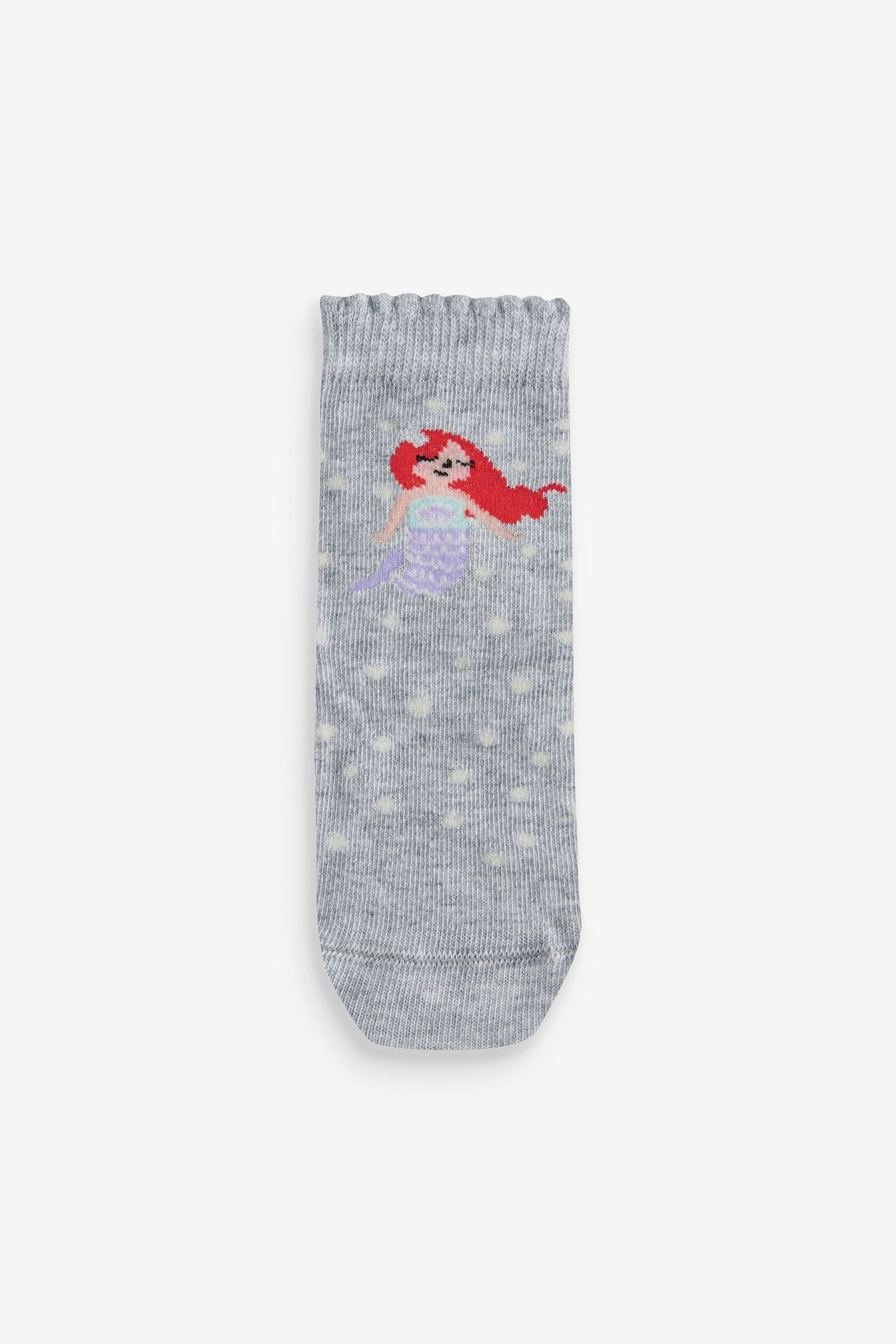 Pink/Grey 3 Pack Cotton Rich Mermaid Character Ankle Socks