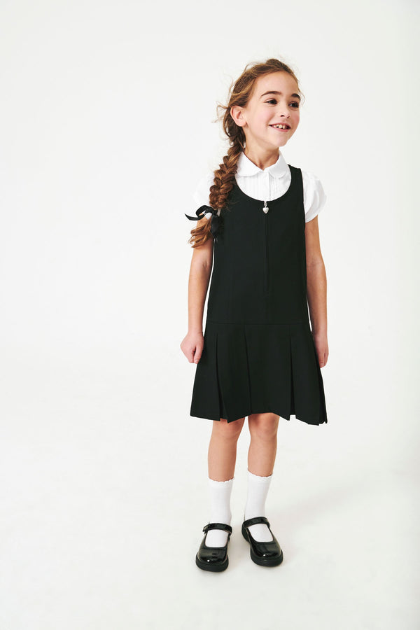 Black Regular Fit Zip Front School Pinafore (3-14yrs)