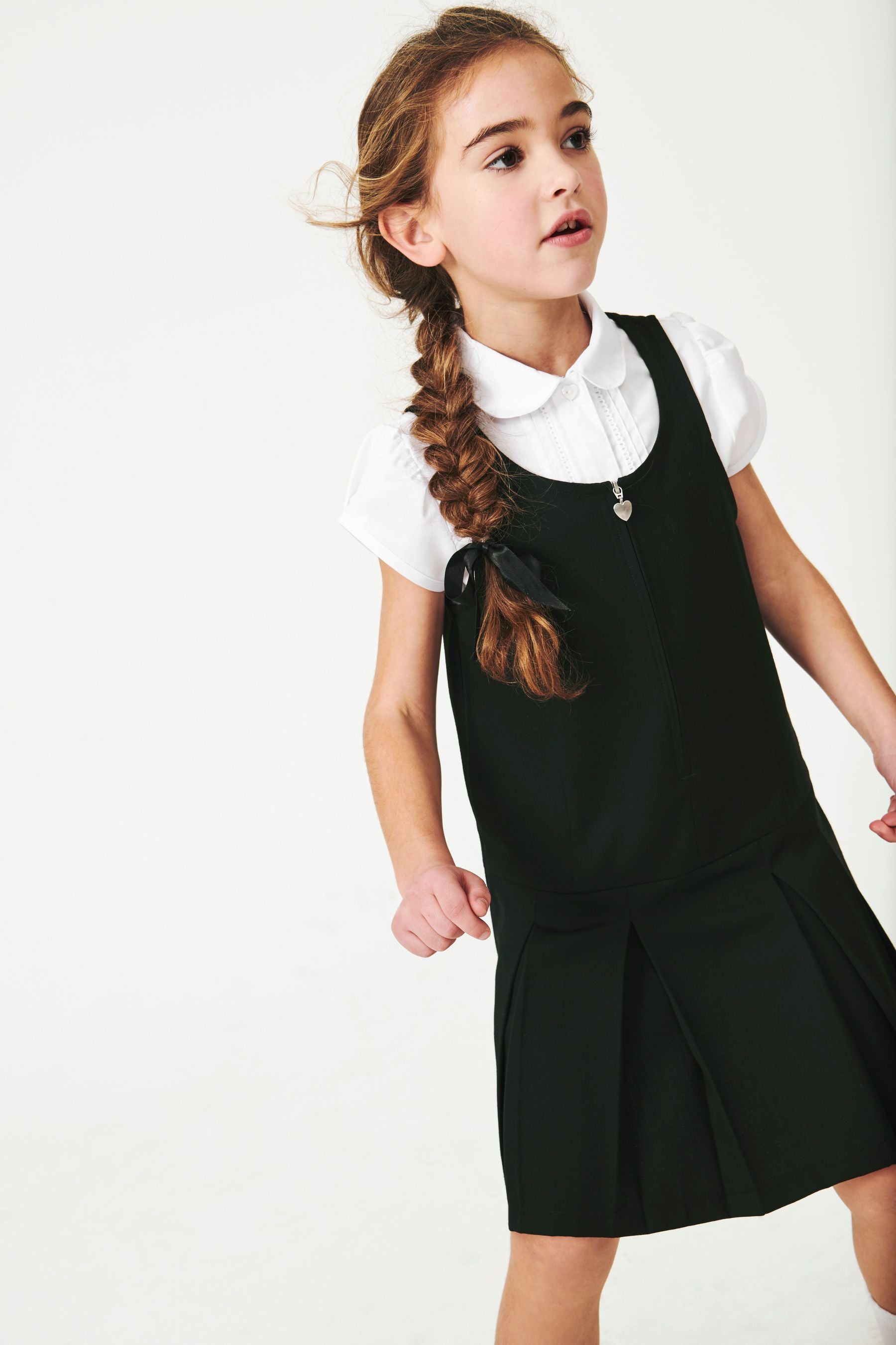 Black Regular Fit Zip Front School Pinafore (3-14yrs)