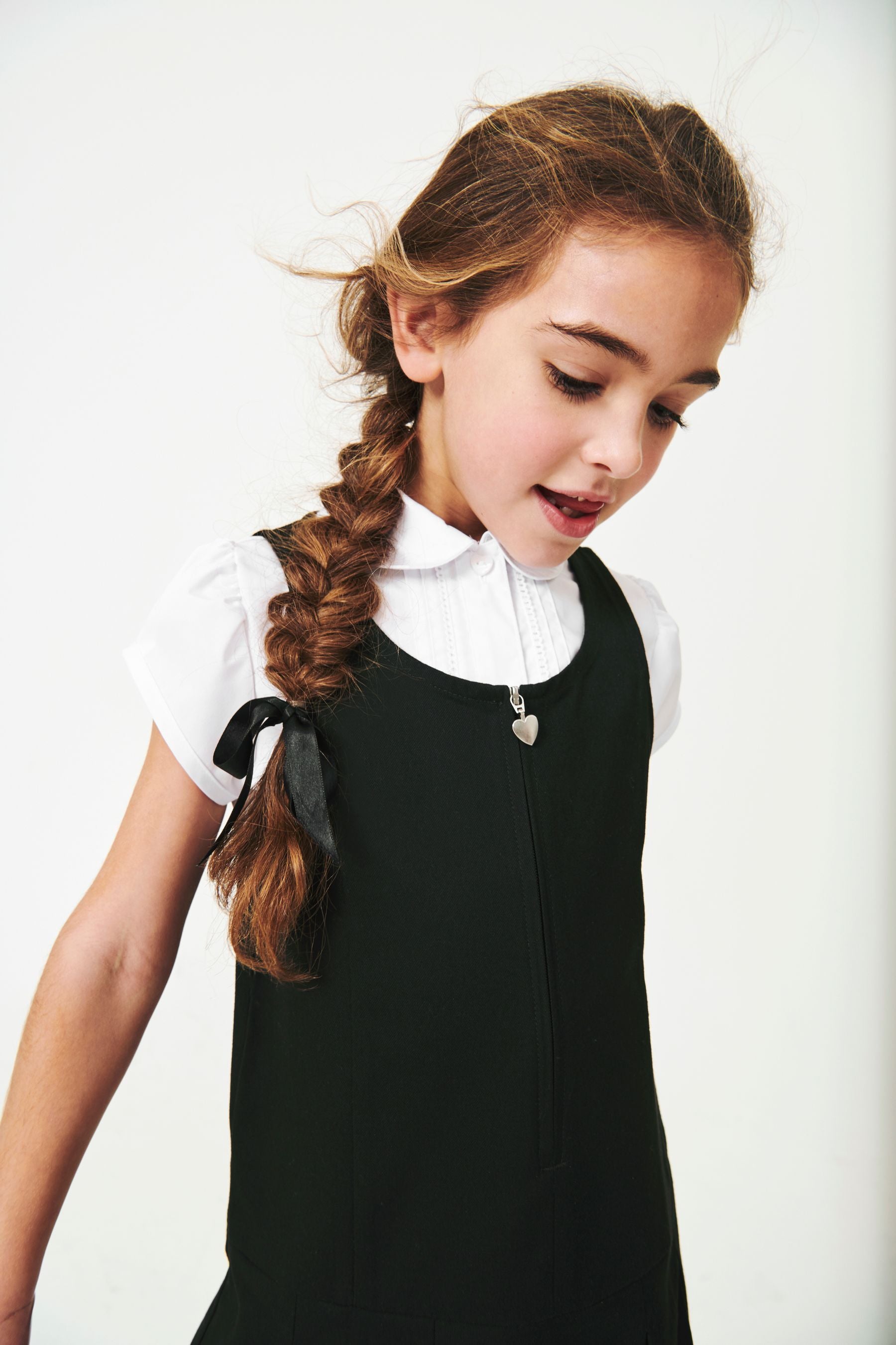 Black Regular Fit Zip Front School Pinafore (3-14yrs)