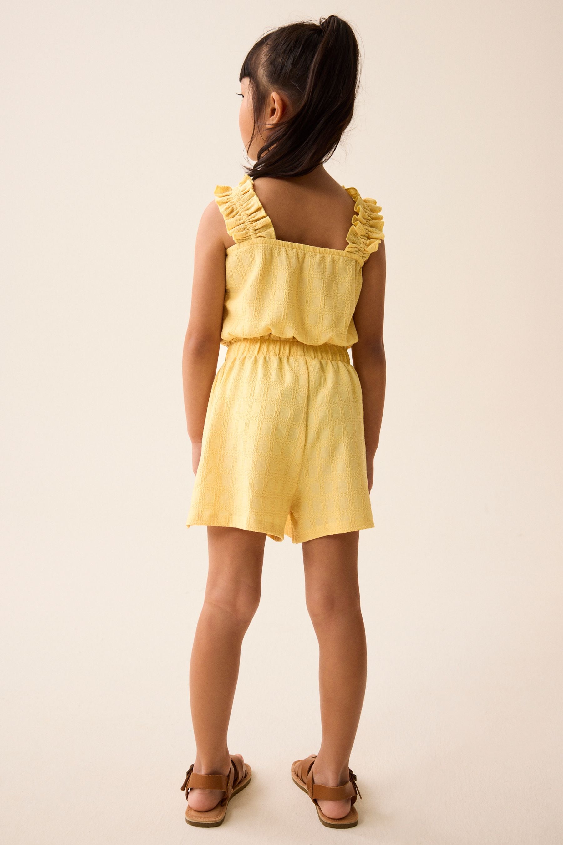 Yellow Textured Vest and Short Set (3-16yrs)