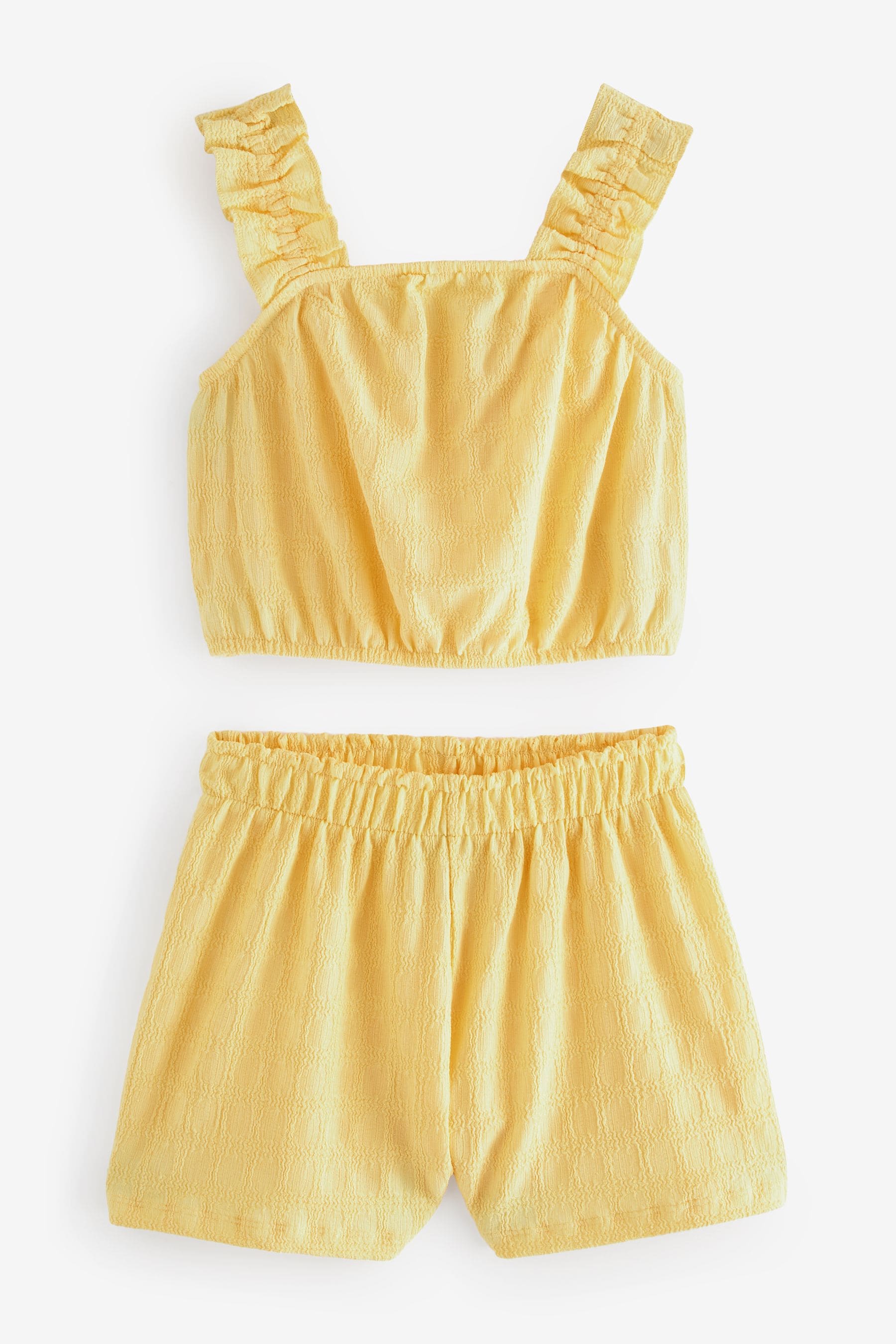 Yellow Textured Vest and Short Set (3-16yrs)