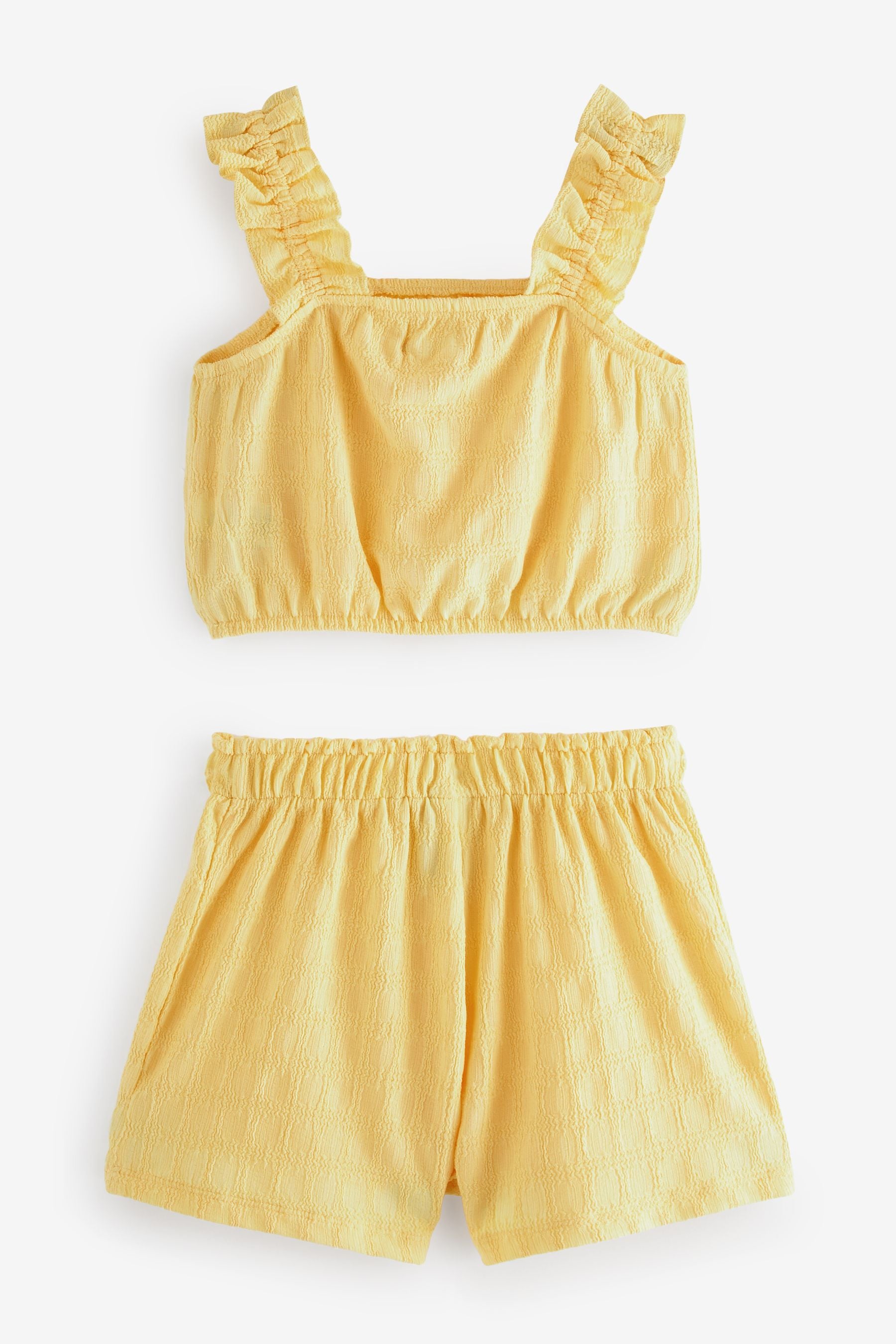 Yellow Textured Vest and Short Set (3-16yrs)