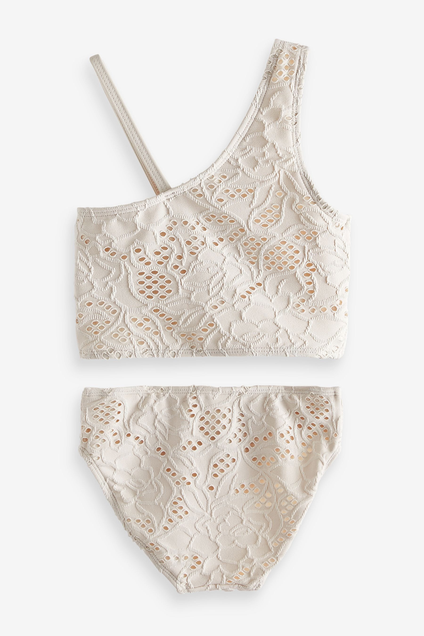 Cream Textured One Shoulder Bikini (3-16yrs)