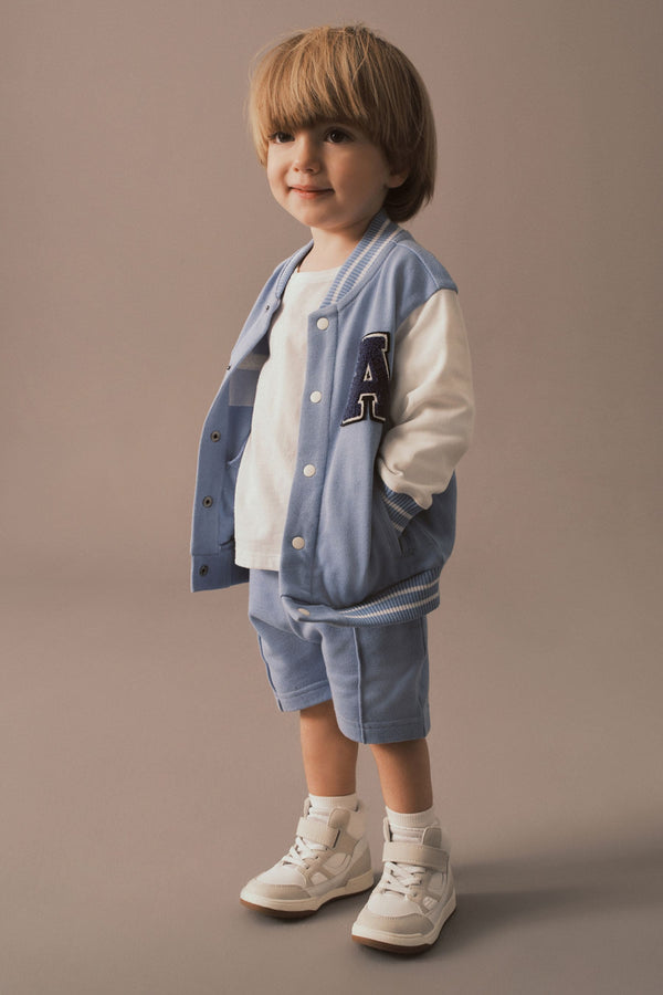 Light Blue Letterman and Shorts Set (3mths-7yrs)