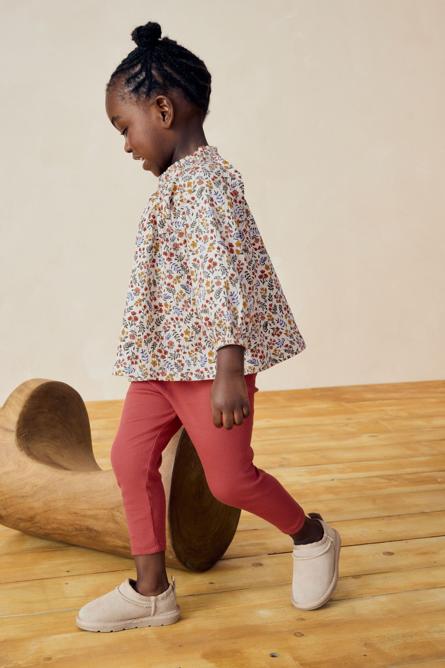 Orange Floral Blouse And Leggings Set (3mths-7yrs)