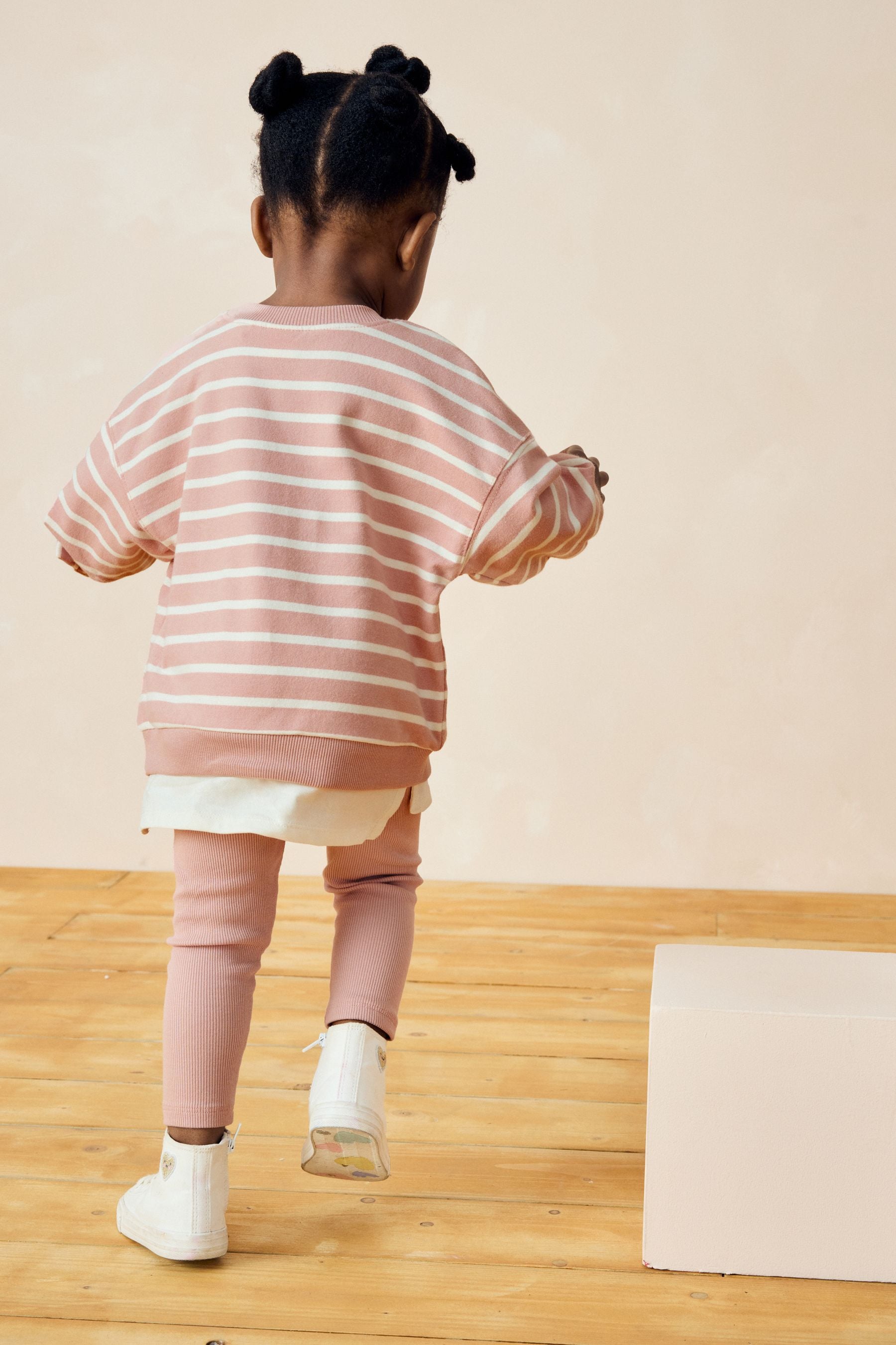 Pink Stripped Padded Bows Long Sleeve Top and Leggings Set (3mths-7yrs)