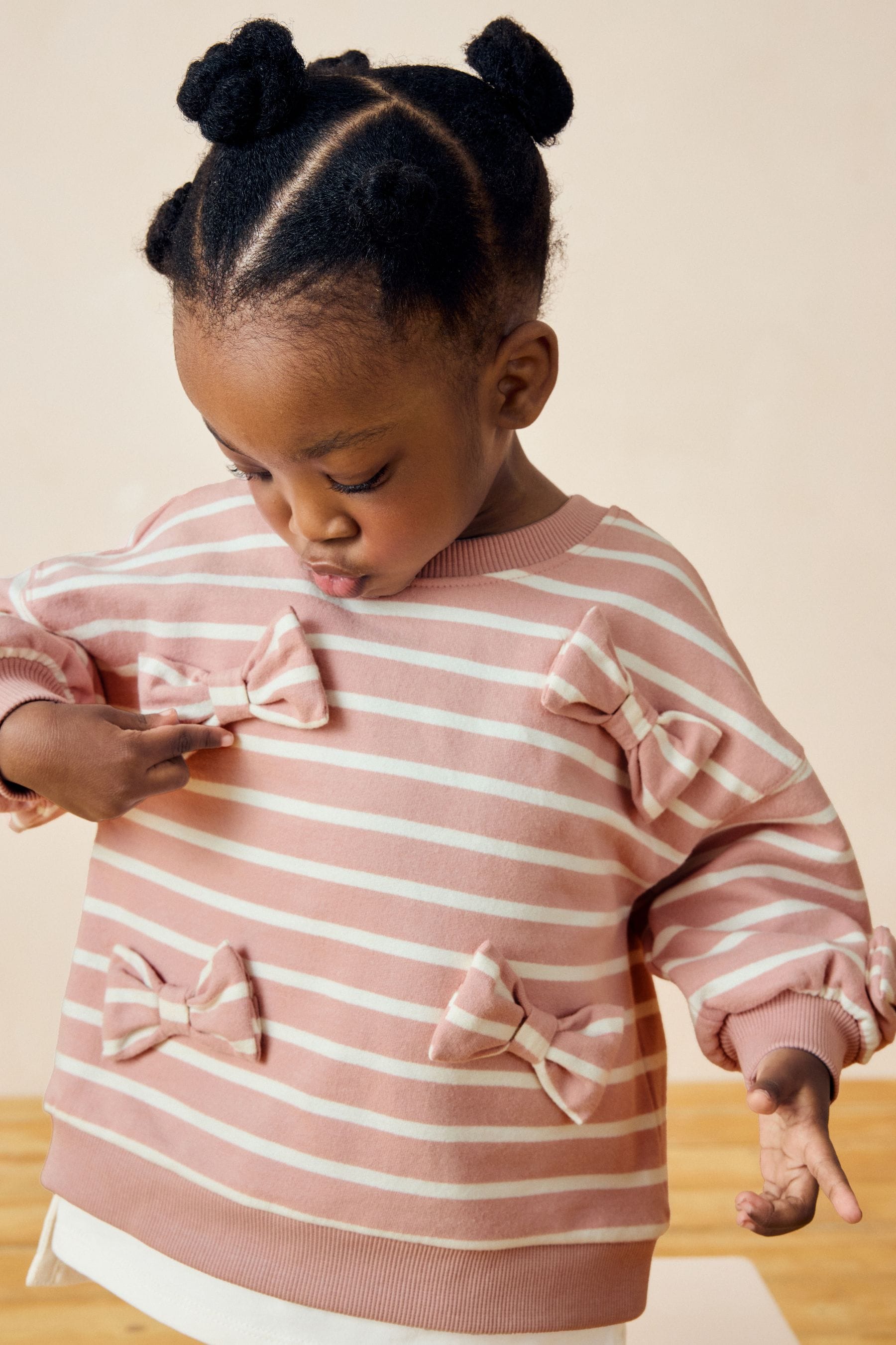 Pink Stripped Padded Bows Long Sleeve Top and Leggings Set (3mths-7yrs)