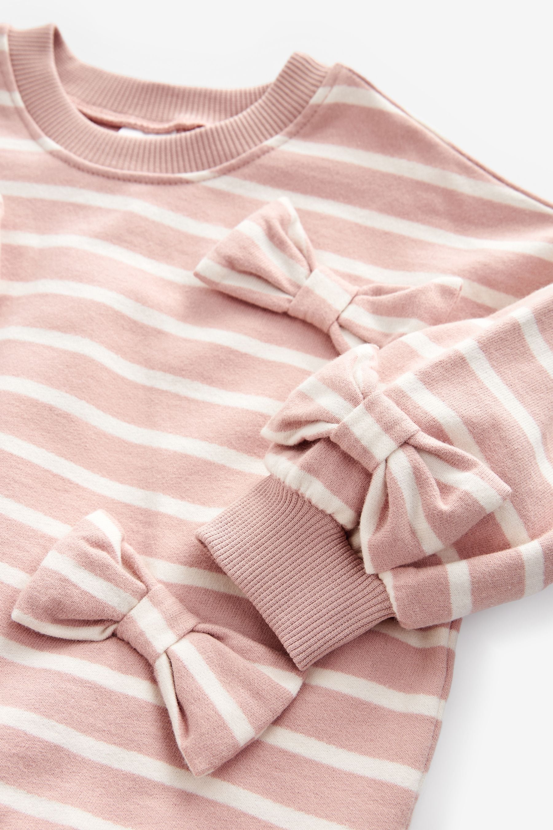 Pink Stripped Padded Bows Long Sleeve Top and Leggings Set (3mths-7yrs)