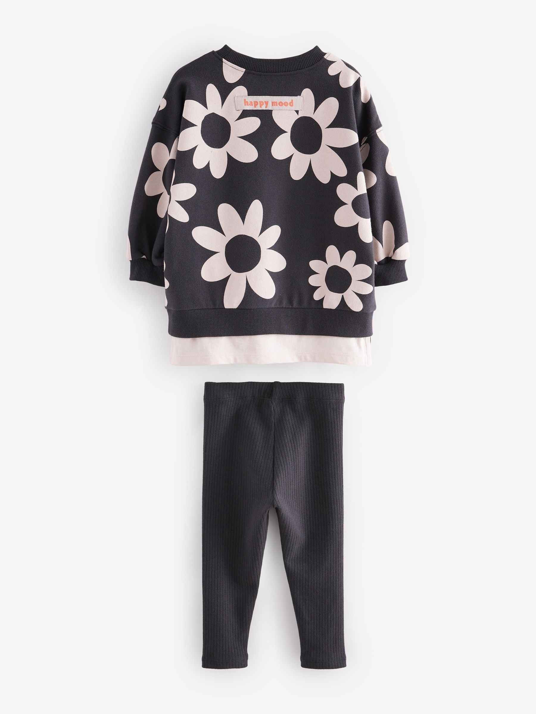 Black/White Flowers Long Sleeve Top and Leggings Set (3mths-7yrs)