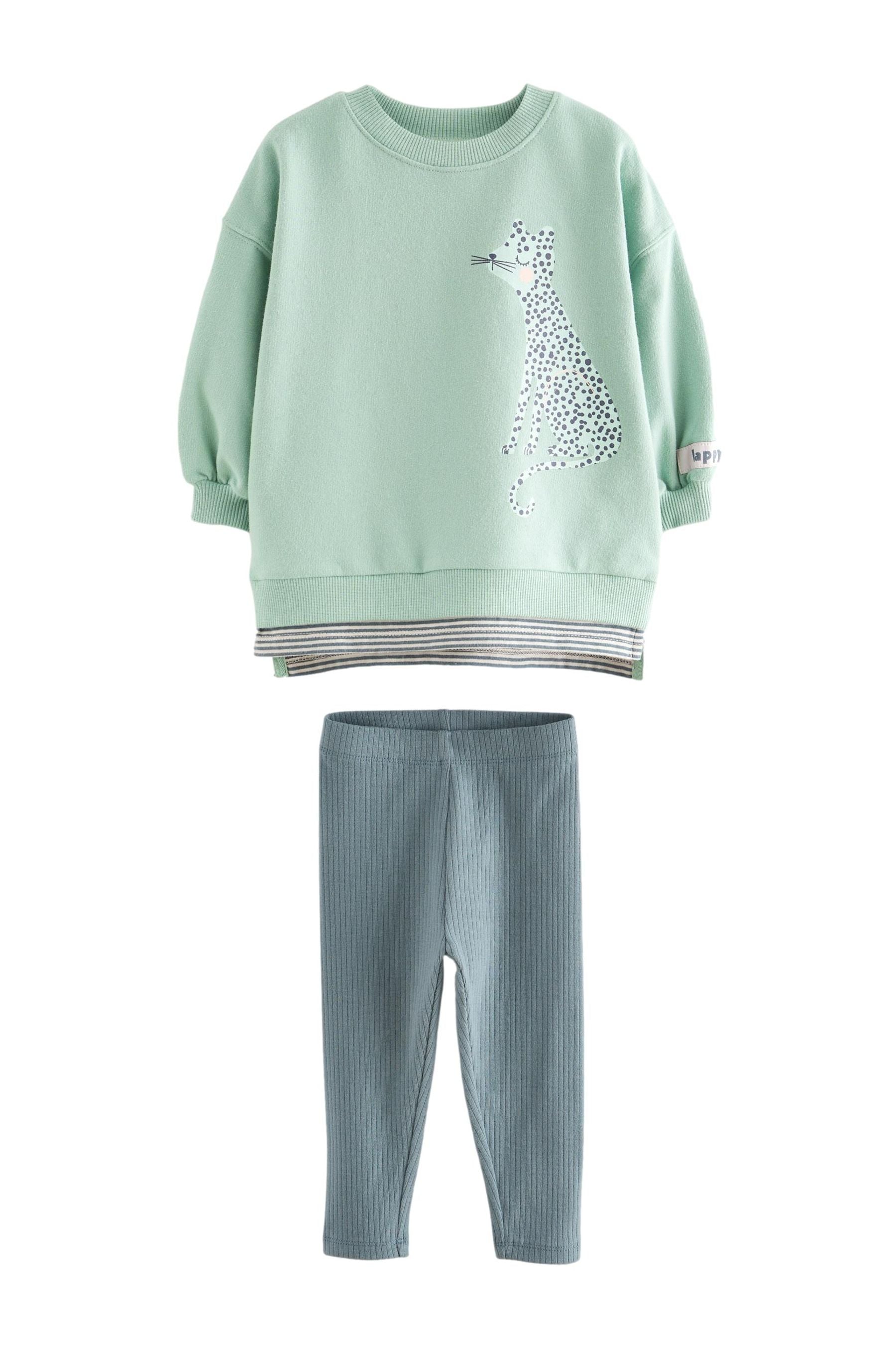 Green Leopard Character Sweatshirt and Leggings Set (3mths-7yrs)