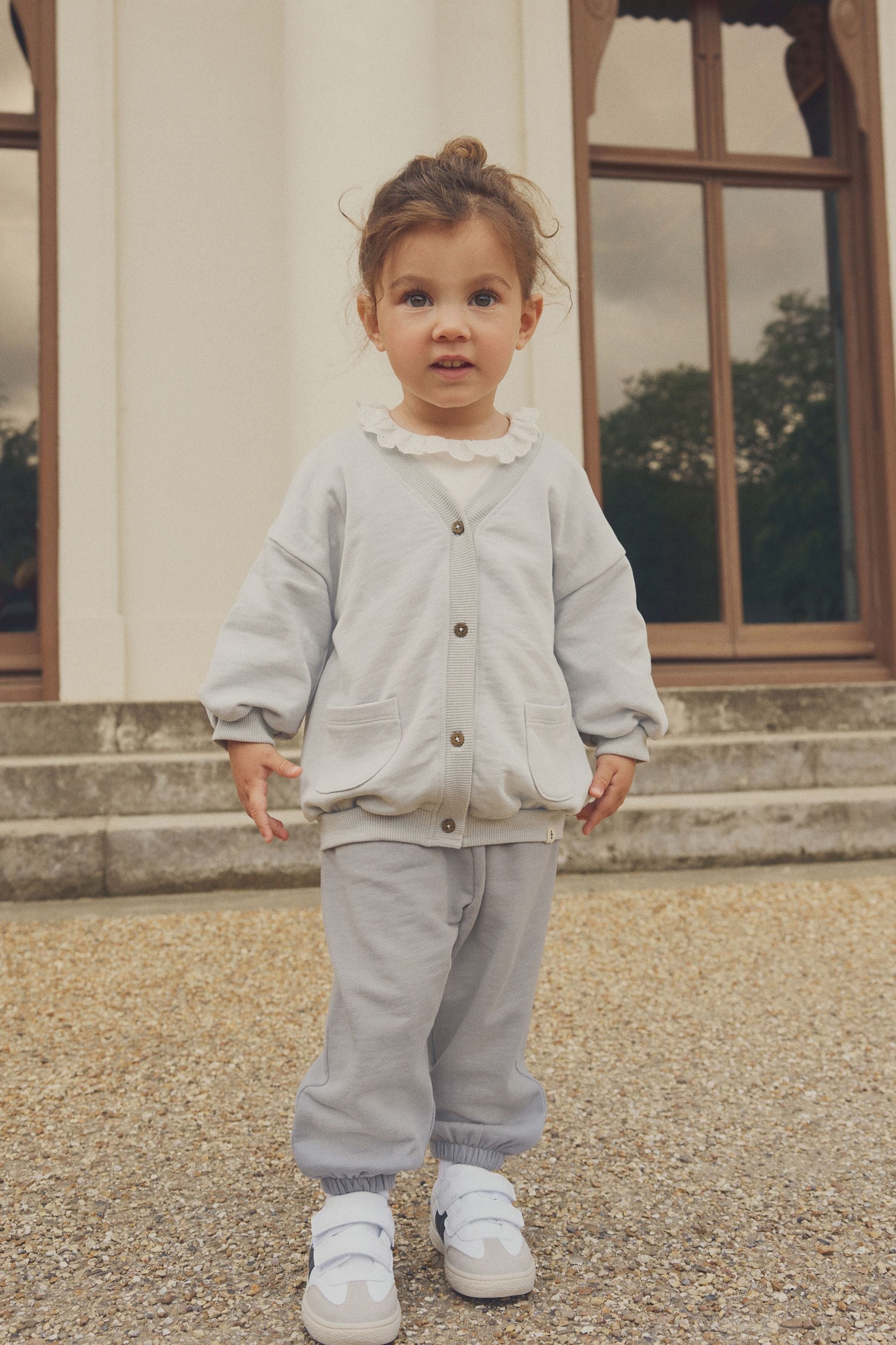 Blue Long Sleeve Cardigan and Wide Leg Joggers Set (3mths-7yrs)