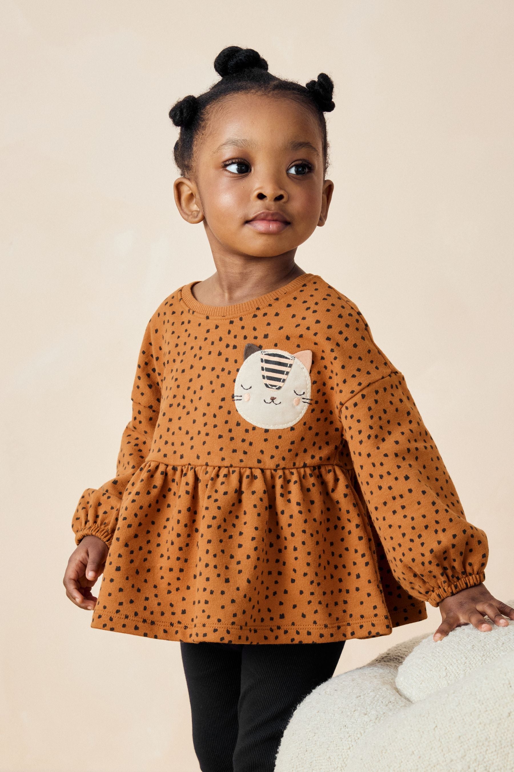 Animal Padded Cat Peplum Top and Leggings Set (3mths-7yrs)