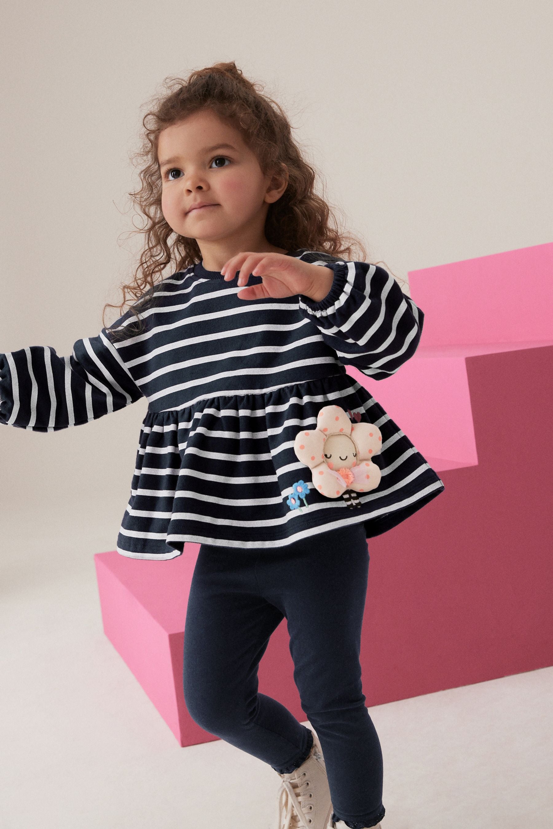 Navy Stripe Peplum Top and Leggings Set (3mths-7yrs)