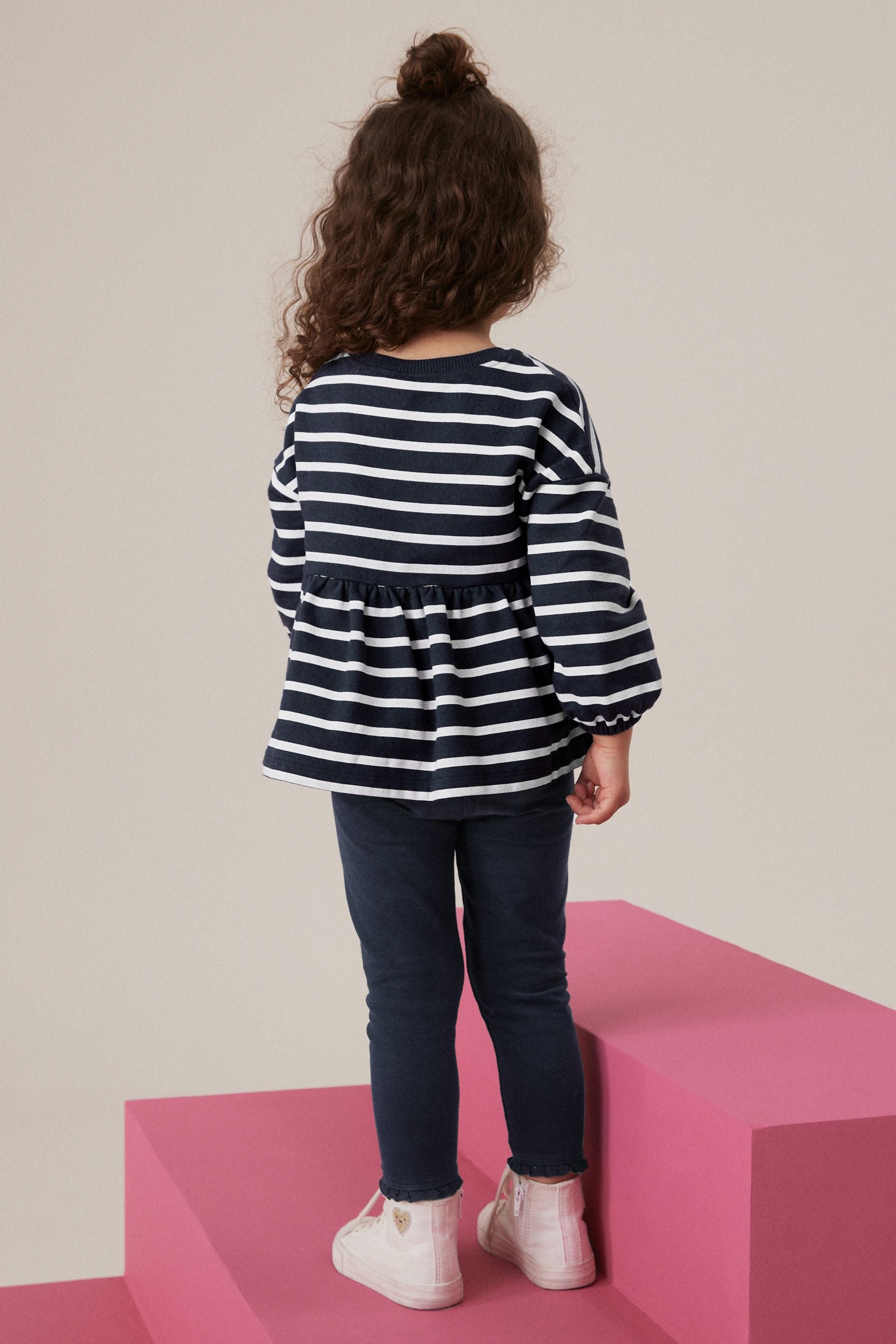 Navy Stripe Peplum Top and Leggings Set (3mths-7yrs)