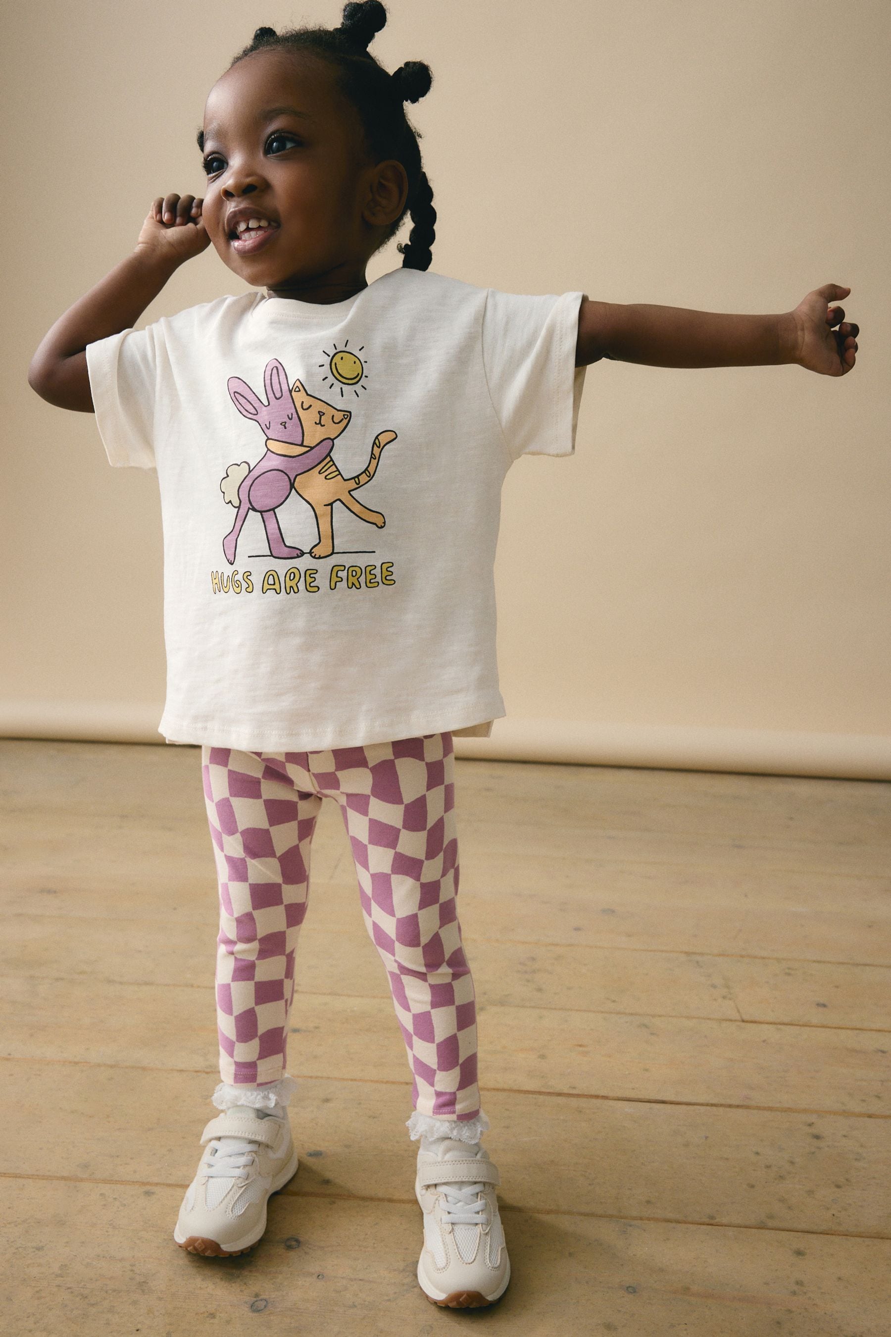 Purple Cat & Bunny 100% Cotton Short Sleeve T-Shirt and Leggings Set (3mths-7yrs)