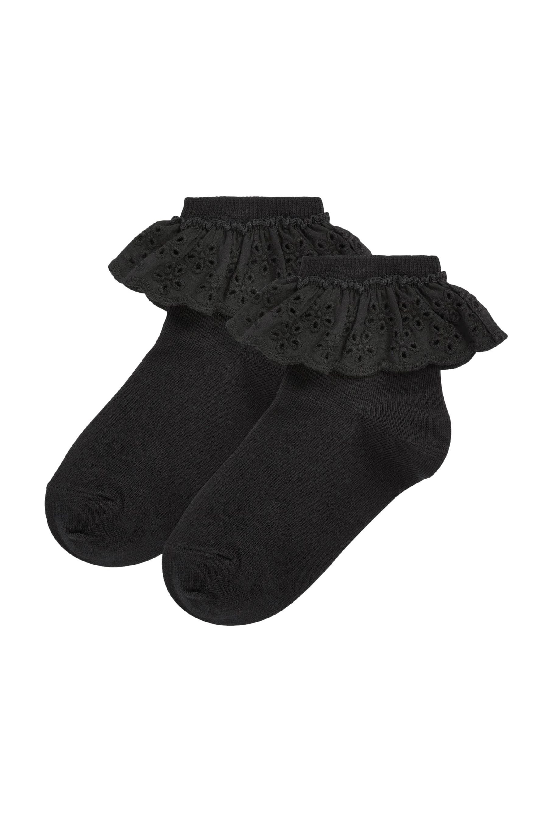 Black Cotton Rich Ruffle Ankle Socks 2 Pack