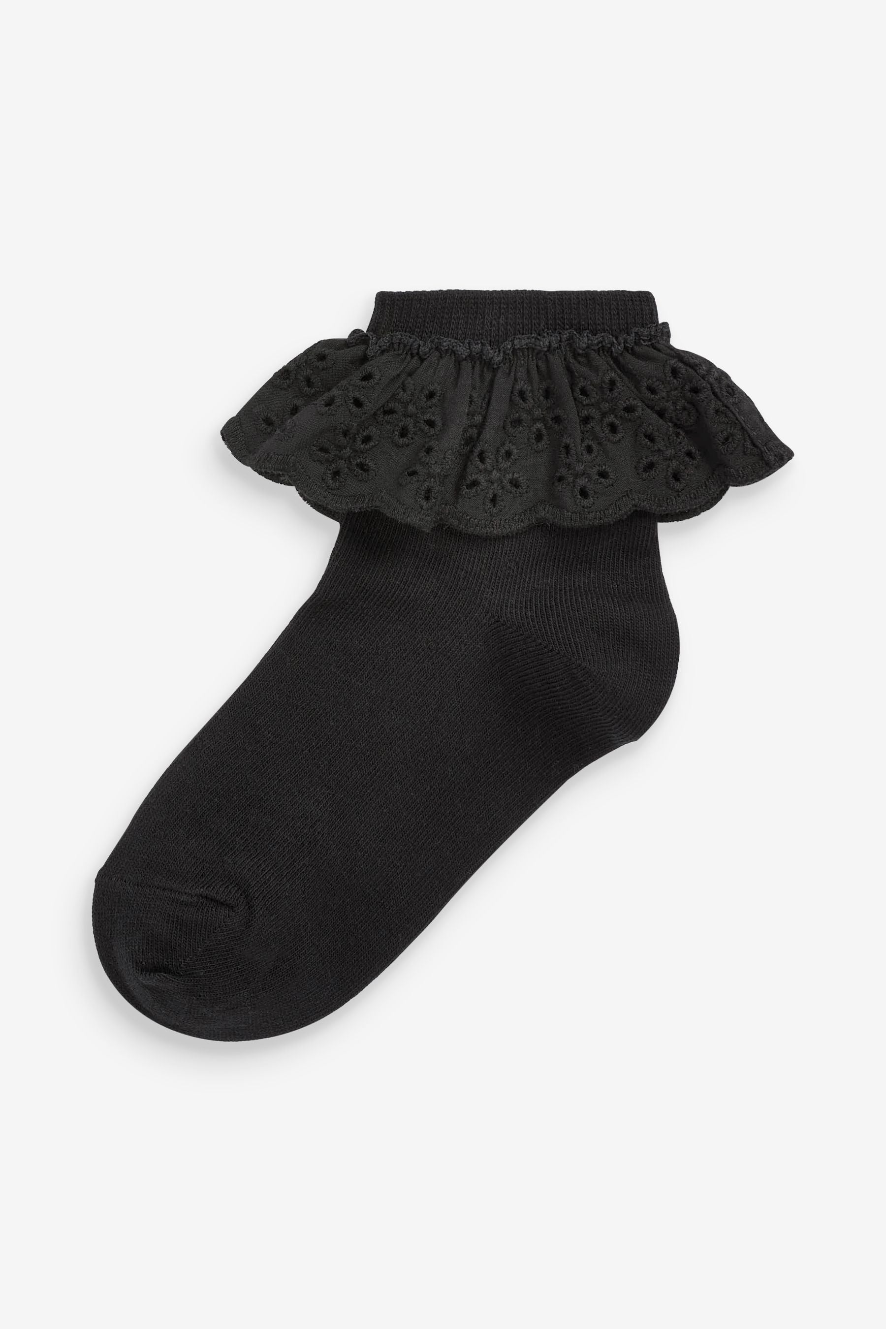 Black Cotton Rich Ruffle Ankle Socks 2 Pack